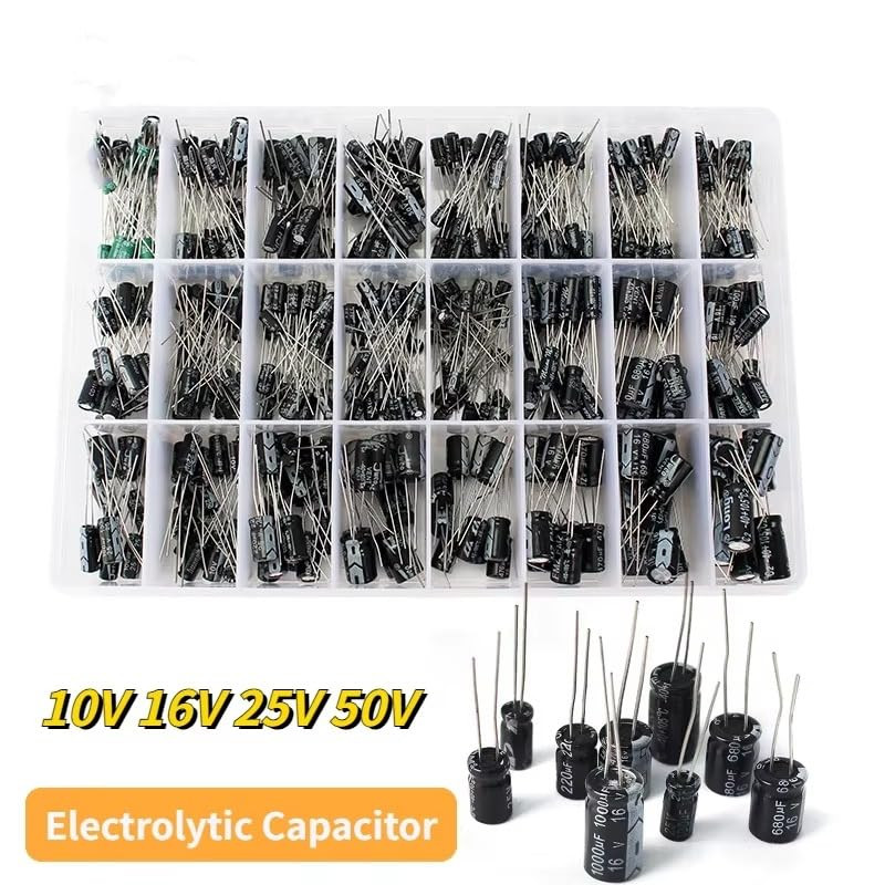 500Pcs 24 Values Electrolytic Capacitor Assortment Kit 0.1Uf to 1000Uf 10V 16V