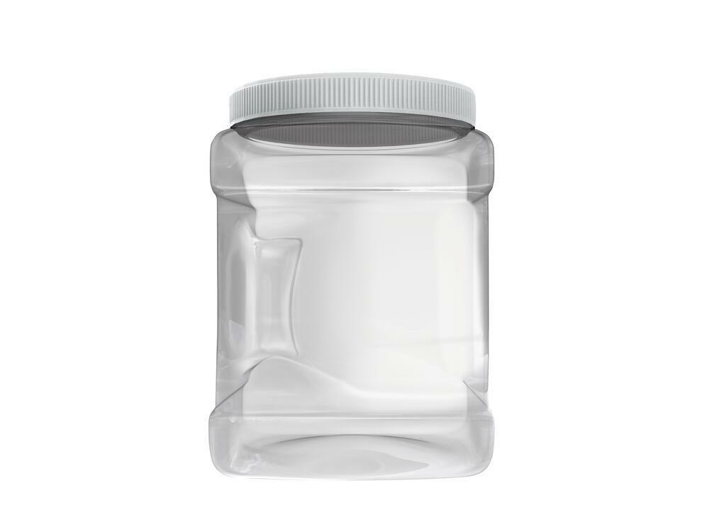 Plastic 32 oz. Parts Storage Clear Grip Jar with Screw on Lid 3.5″ x 3.5″ x 5.5″