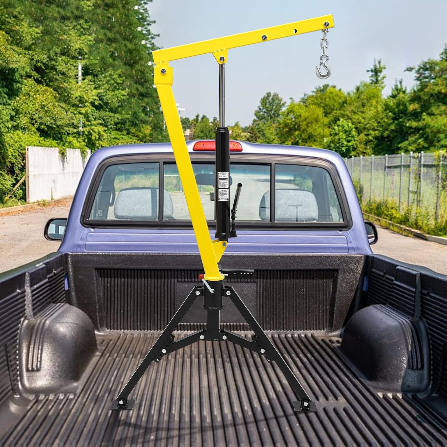 Garvee 1000Lbs Hydraulic Pickup Crane Adjustable Boom 12V Winch 360° Rotation