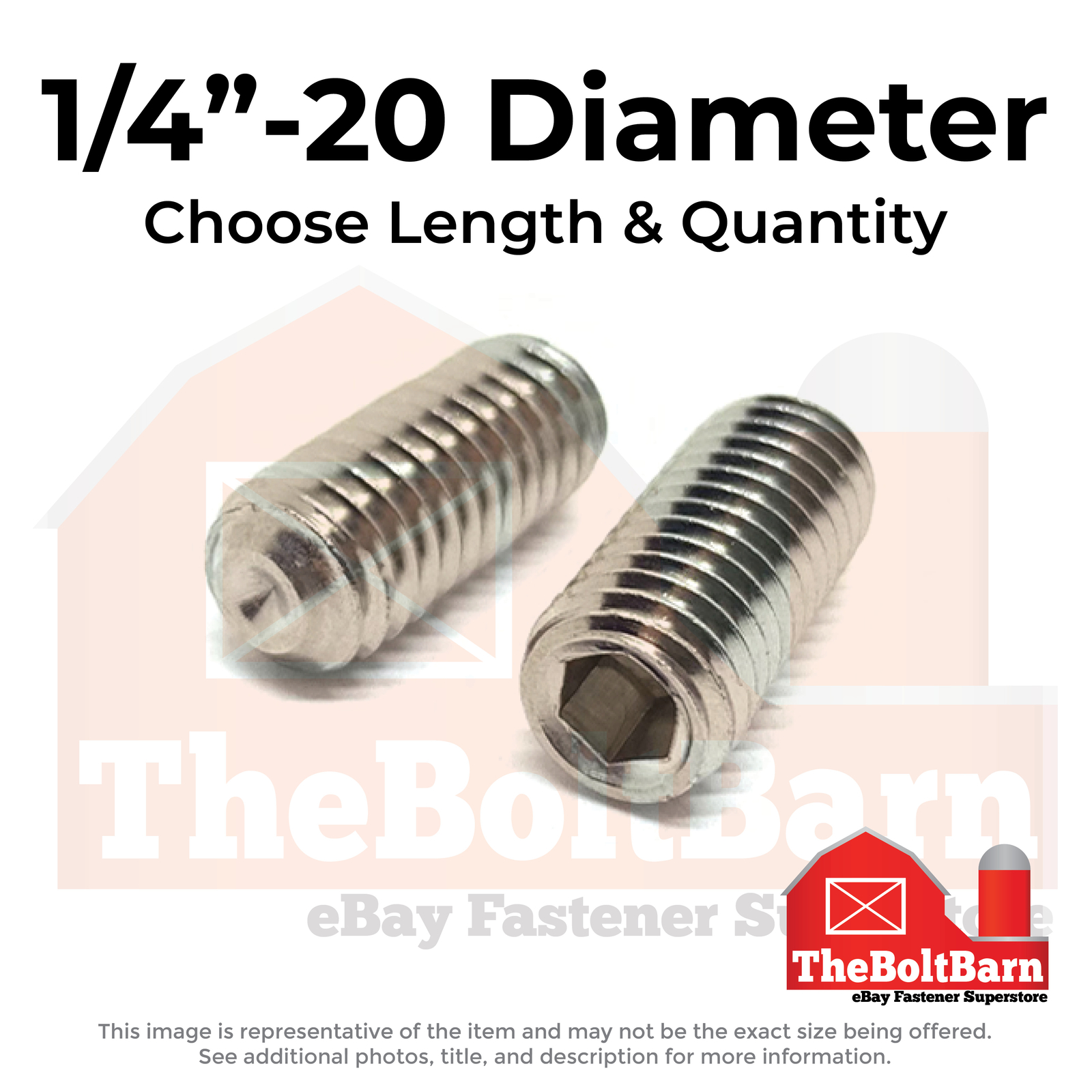 1/4″-20 Stainless Steel Cup Point Allen Socket Set Screw (Choose Length & Qty)