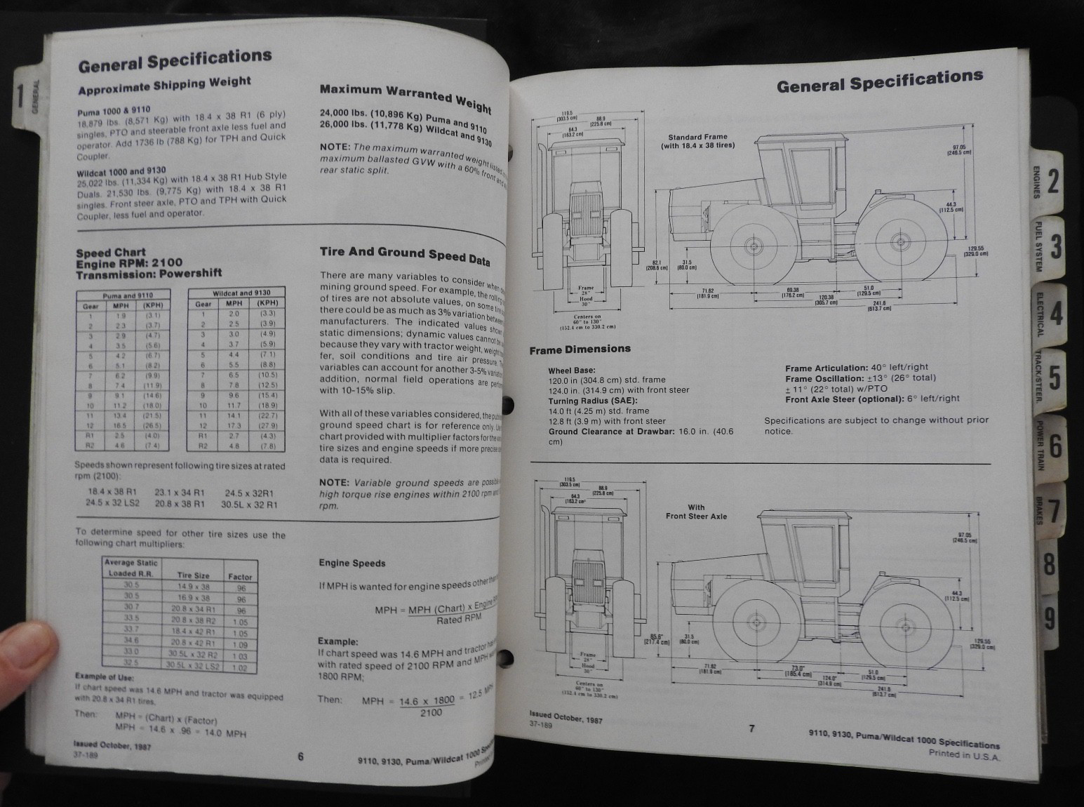 Case IH 9110 9130 STEIGER TRACTOR 1000 Panther Puma Wildcat Service Manual 1987