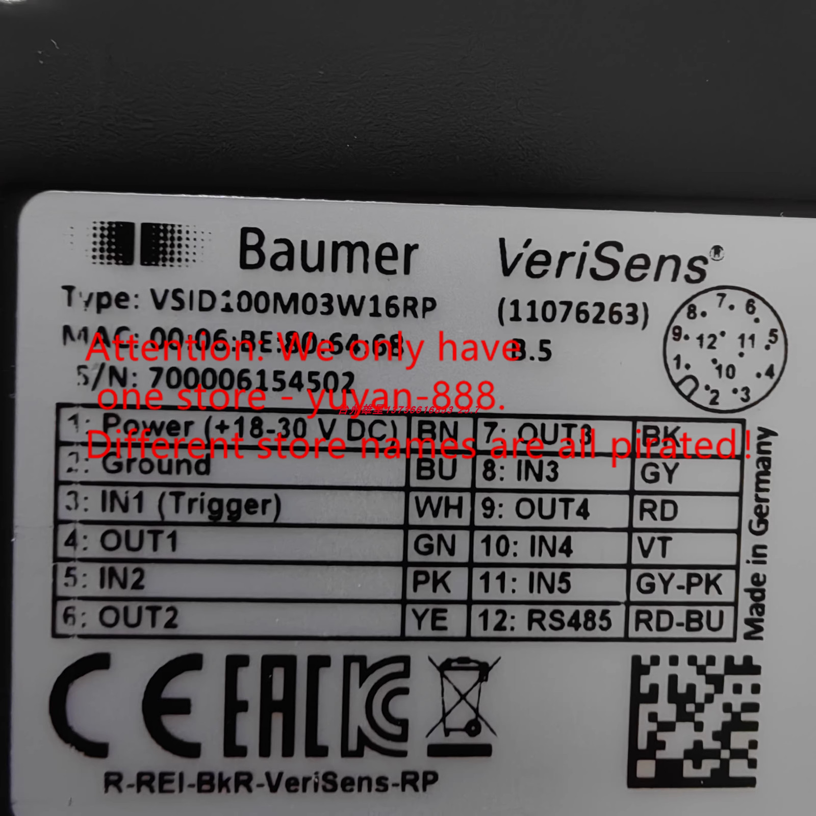 🔥1PC good Baumer VSID100M03W16RP by express With 90 warranty P2027D YL