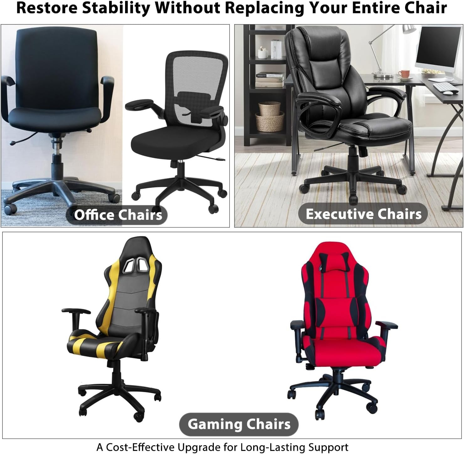Office Chair Base Replacement 28″ Heavy Duty Swivel Chair with Wheels Casters