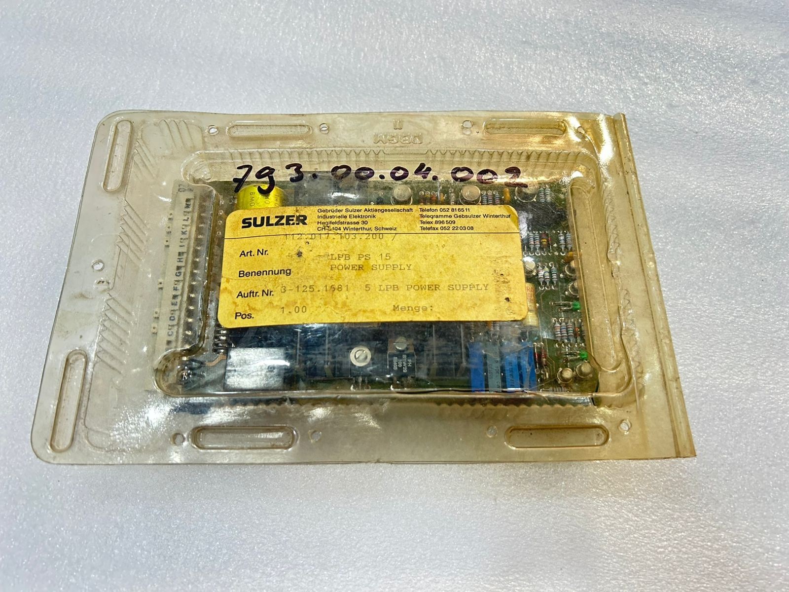 Sulzer PS15/PS24 Power Supply 112.017.103.2