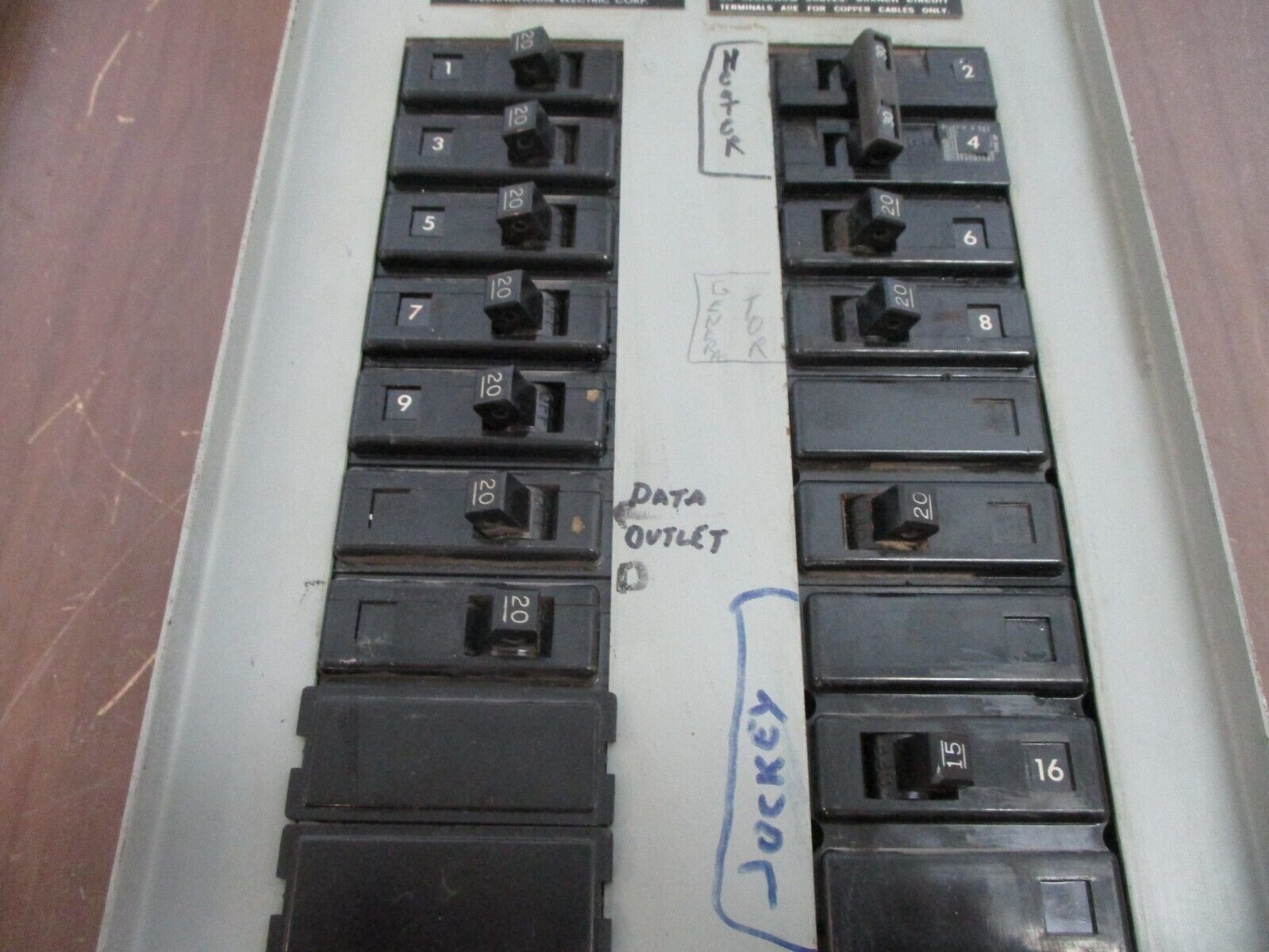 Westinghouse Type NQP Panelboard Interior MP-10045 100A 120/208V 3Ph 4W Used