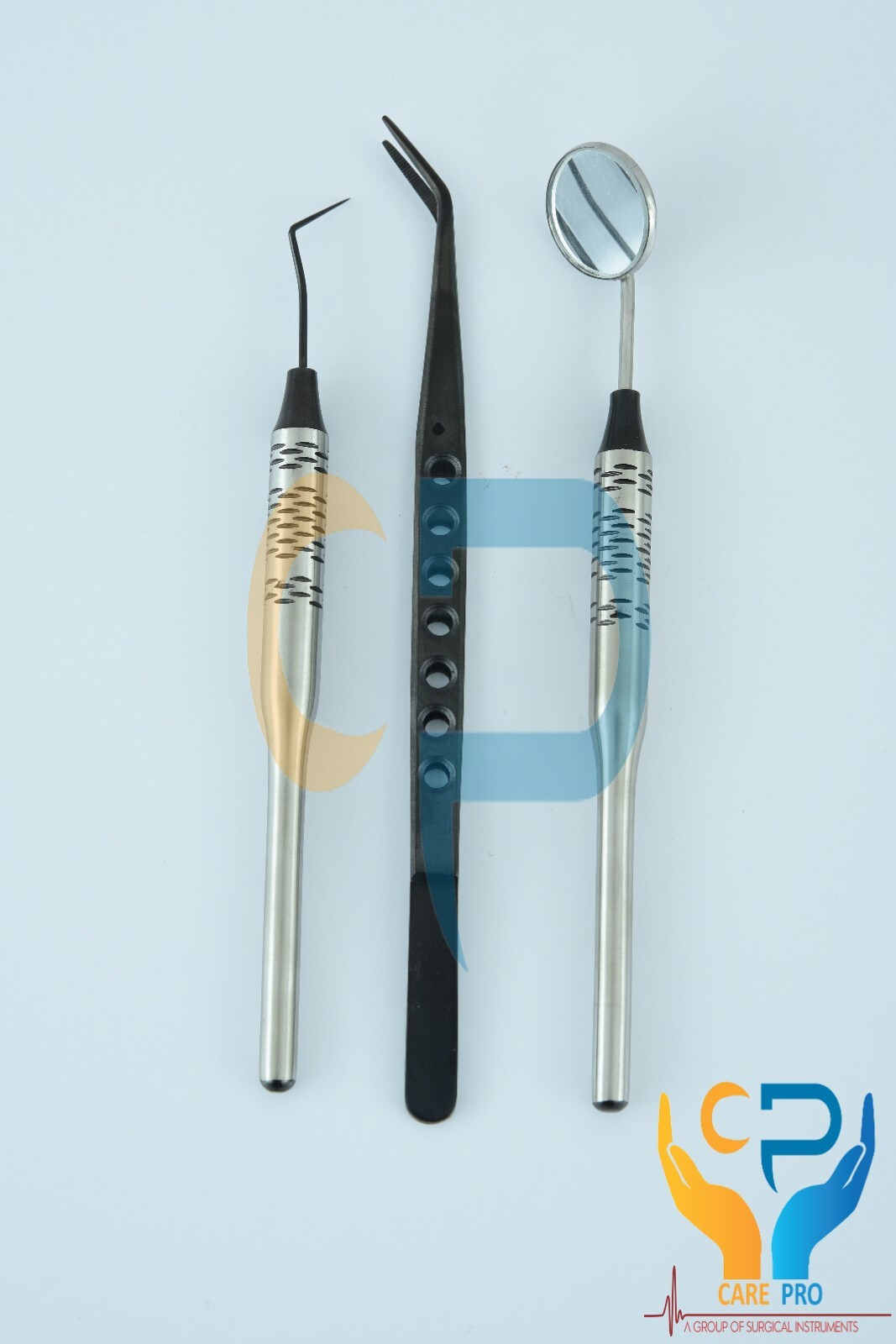 Dental Examination Kit Basic Hygiene Tweezer Mirror Explorer Cleaning Kit Black