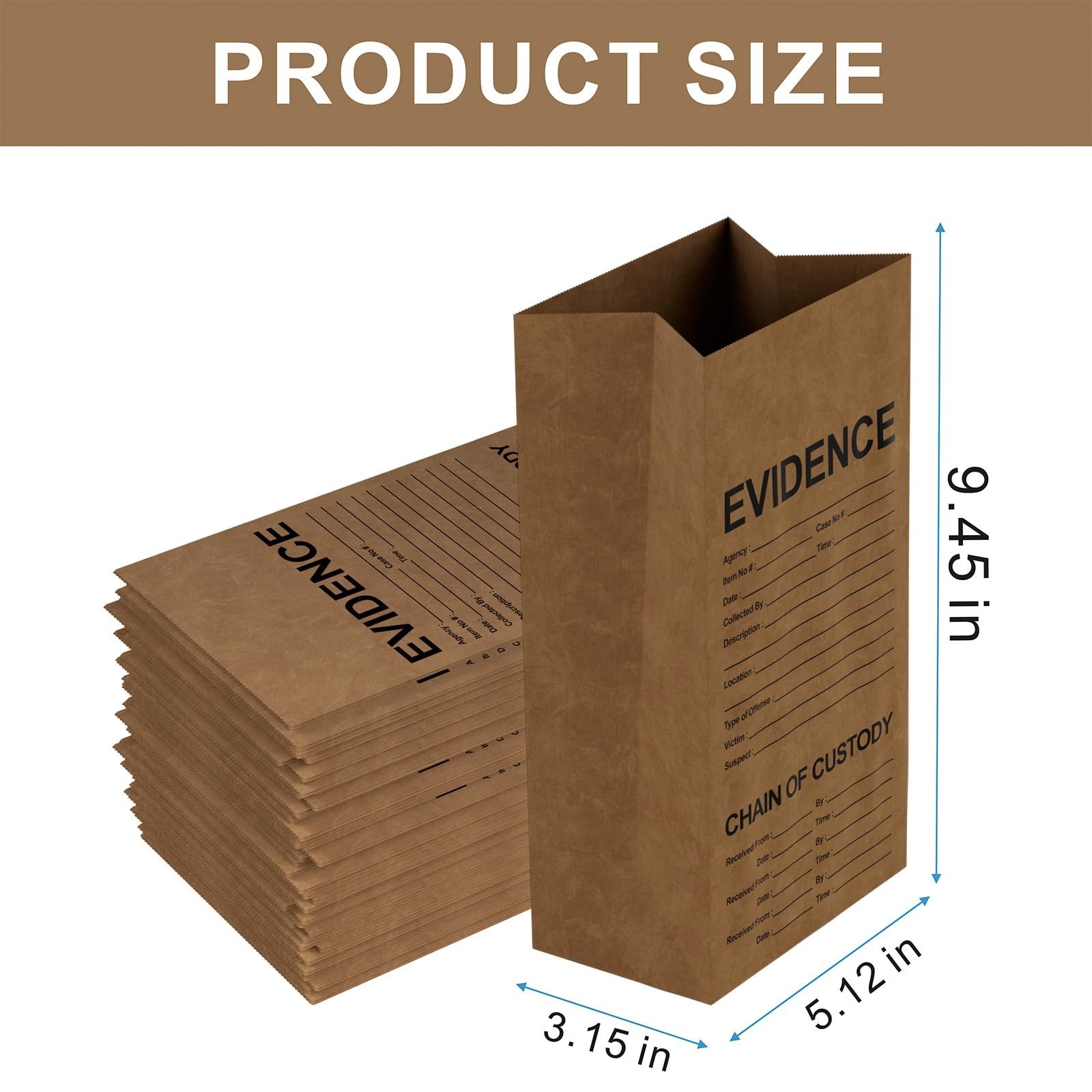 25 Pack Crime Scene Paper Evidence Bag for Receipts, 9.45 * 5 * 3 inch Paper …