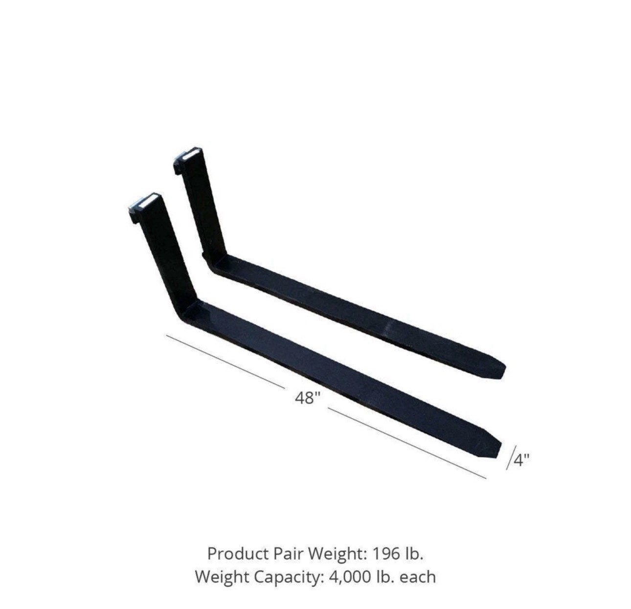 48” Cascade Class 2 Fork Set 4000# Rated Brand New Pallet Fork Blades Tines