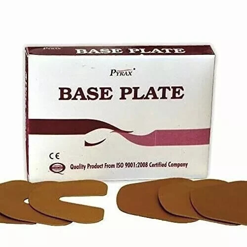 PYRAX Lab Shellac Base Plates Brown Bite 9 Upper & 3 Lowers Pack for Dental Use