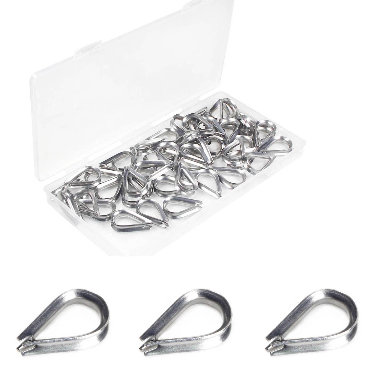 50 Pcs 1/8″ Wire Rope Thimbles M3 Cable Thimbles 304 Stainless Steel Thimble …