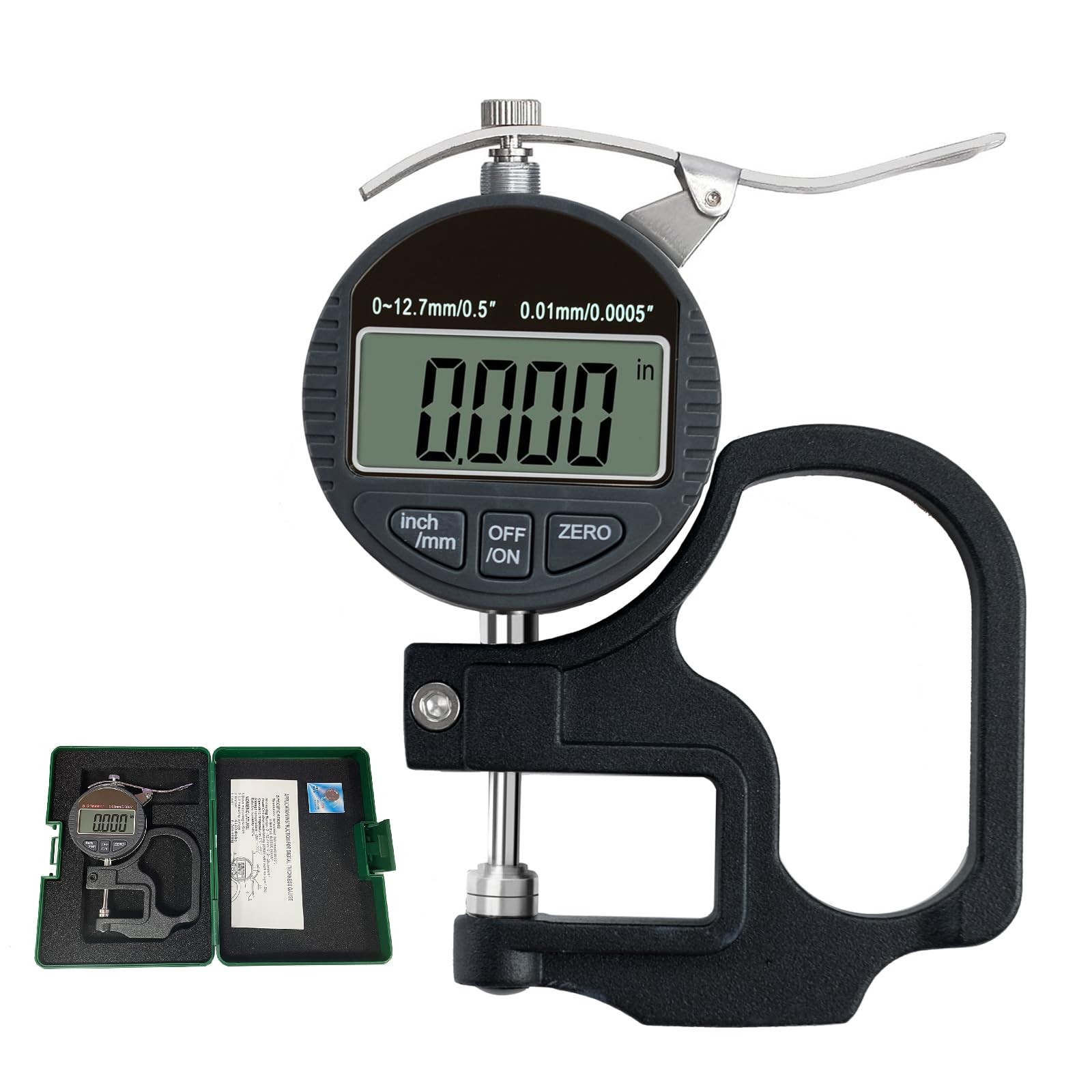 Digital Thickness Gauge 0.5 inch/12.7mm, 0.0005 inch/0.01mm, JYEASTZ Thicknes…