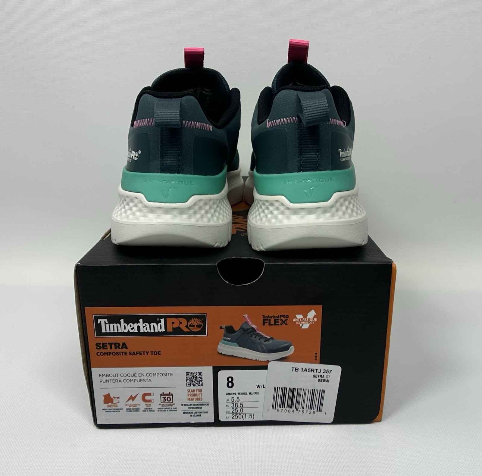 Timberland Pro Setra Women’s 8 Composite Safety Toe Teal Pink NIB