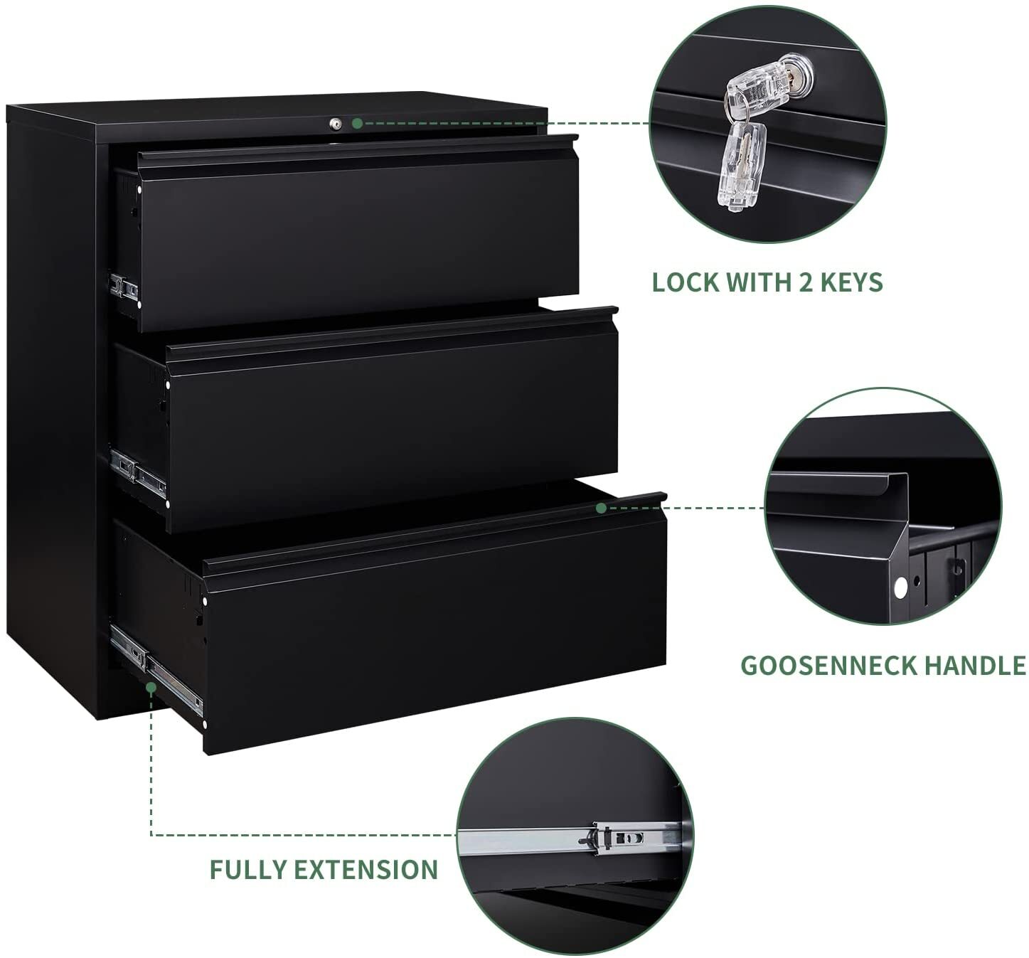 Metal Storage Lateral File Cabinet with Lock Office Home Assembly Required