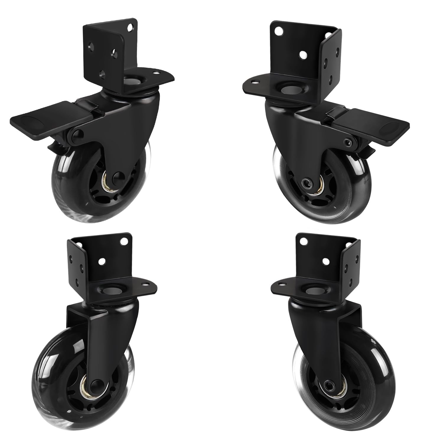3 inch Side Mount Caster Wheels, L- Shaped Swivel Plate Casters