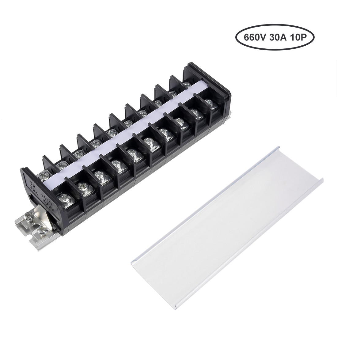 660V 30A 10 Position DIN Barrier Terminal Strip Block,Cable Connector Wire
