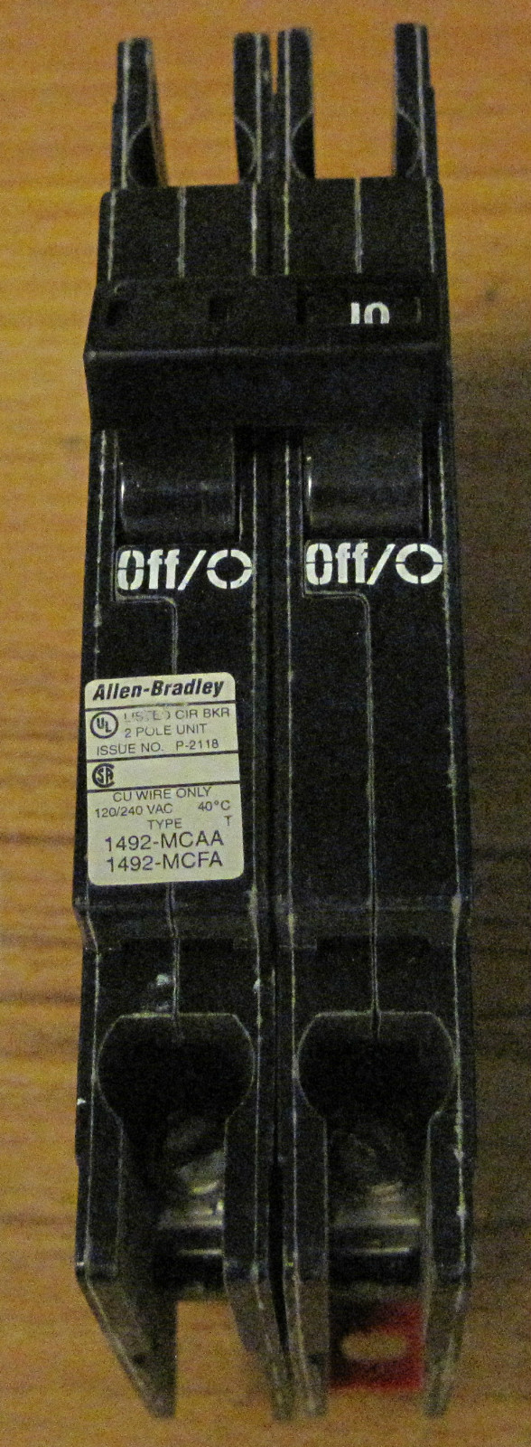 Allen-Bradley 1492-MCAA210 10 Amp Circuit Breaker 2 Pole 120/240 Volt AC
