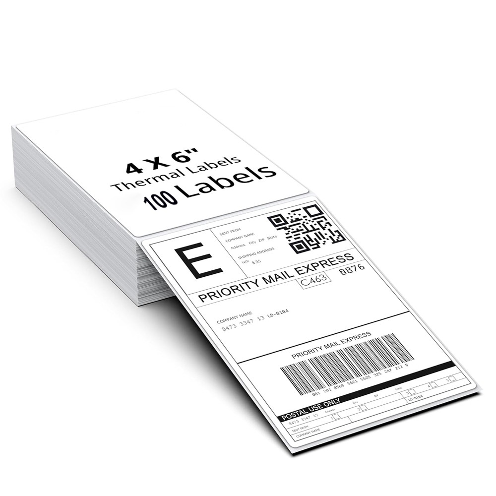 100 Fanfold 4″x6″ Direct Thermal Shipping Blank Labels for Zebra & Rollo Printer