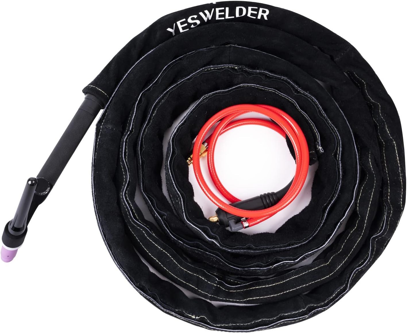 TIG Welding Torch Cable Cover Flame Resistant Leather Black Cover 7.6M (25FT)