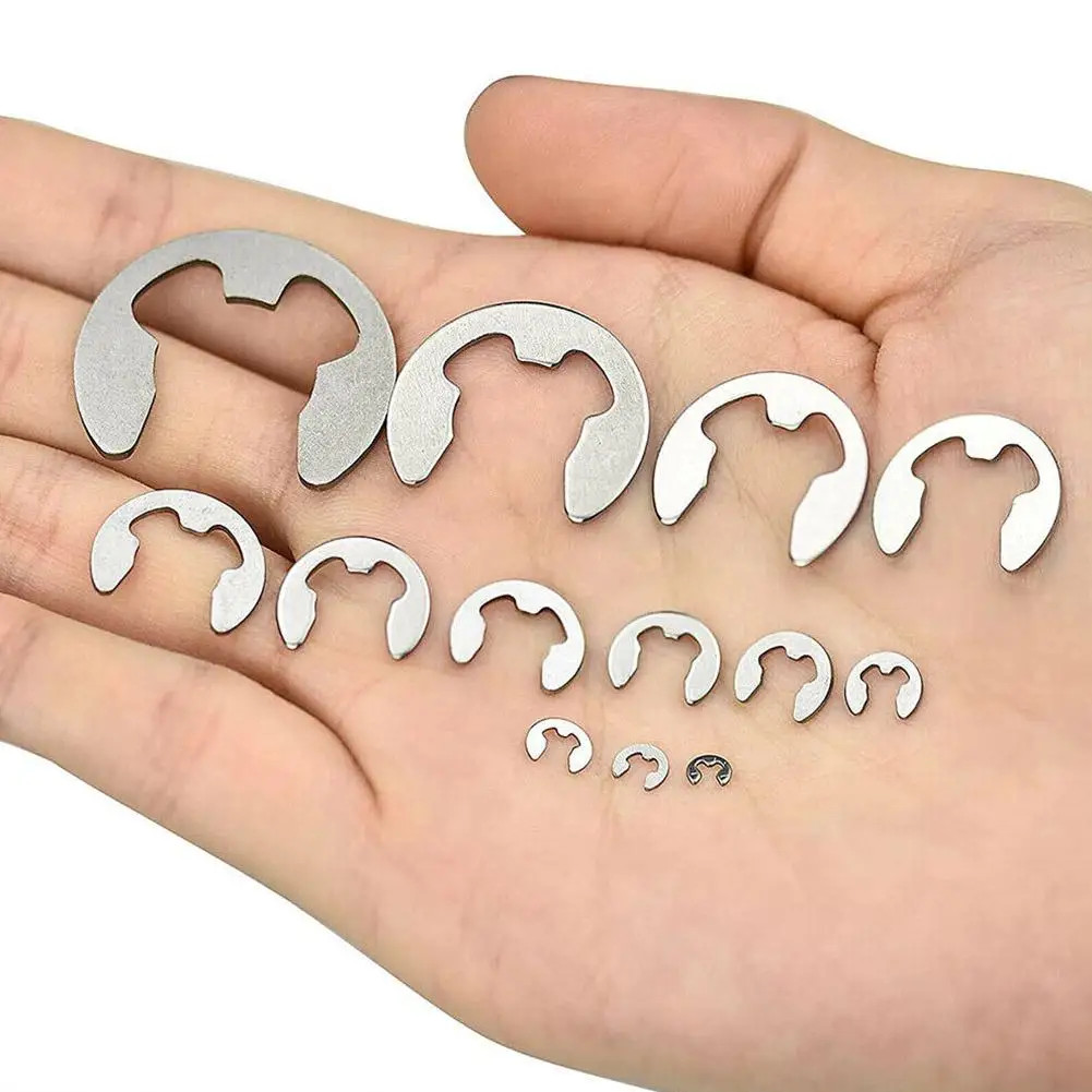 Open Retainer Type E Circlip 120Pcs 304 Stainless Steel E Clip Washer M1.5-M10 C