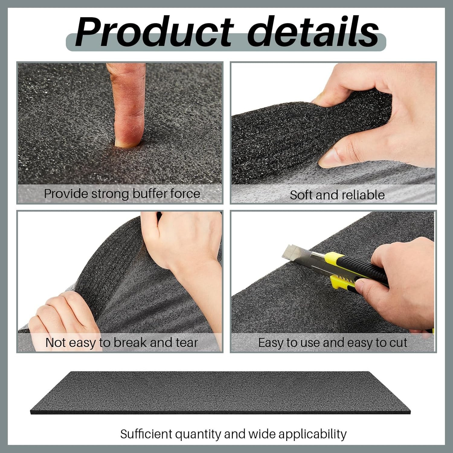 Customizable Polyethylene Foam Sheet 54 x 16 x 0.5 Inch Black Foam Insert Pad…
