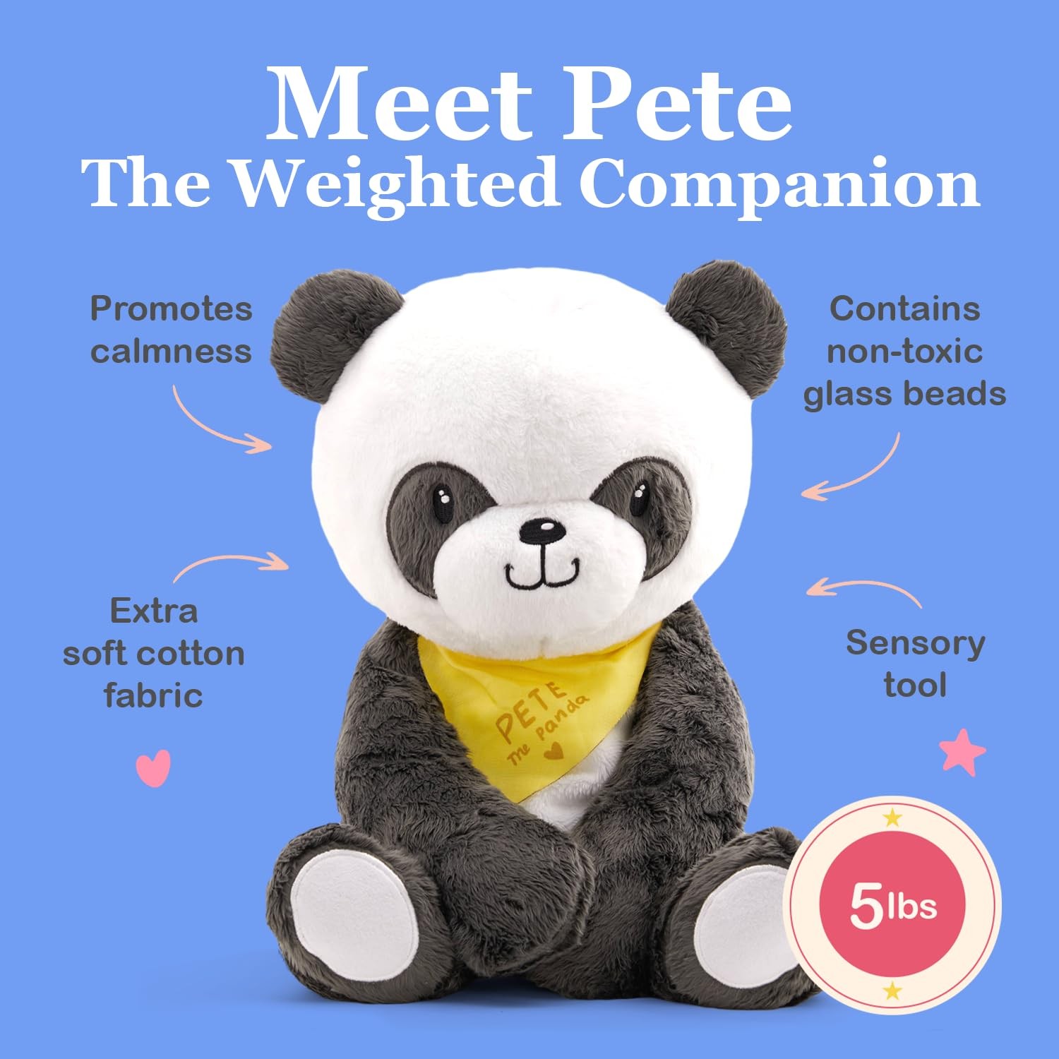 Lilly’S Love Lillys Love Weighted Stuffed Animals For 5Lb Calming Panda Plush