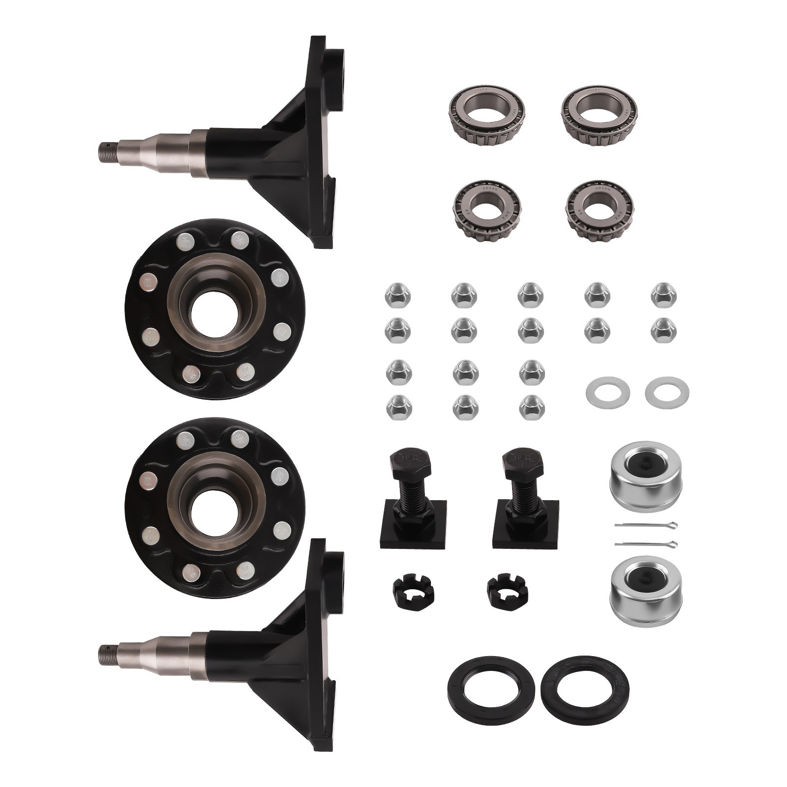 8x 6.5 8000LB Lug Superior Shipping Container Wheels Bolt-on Spindle Kit New