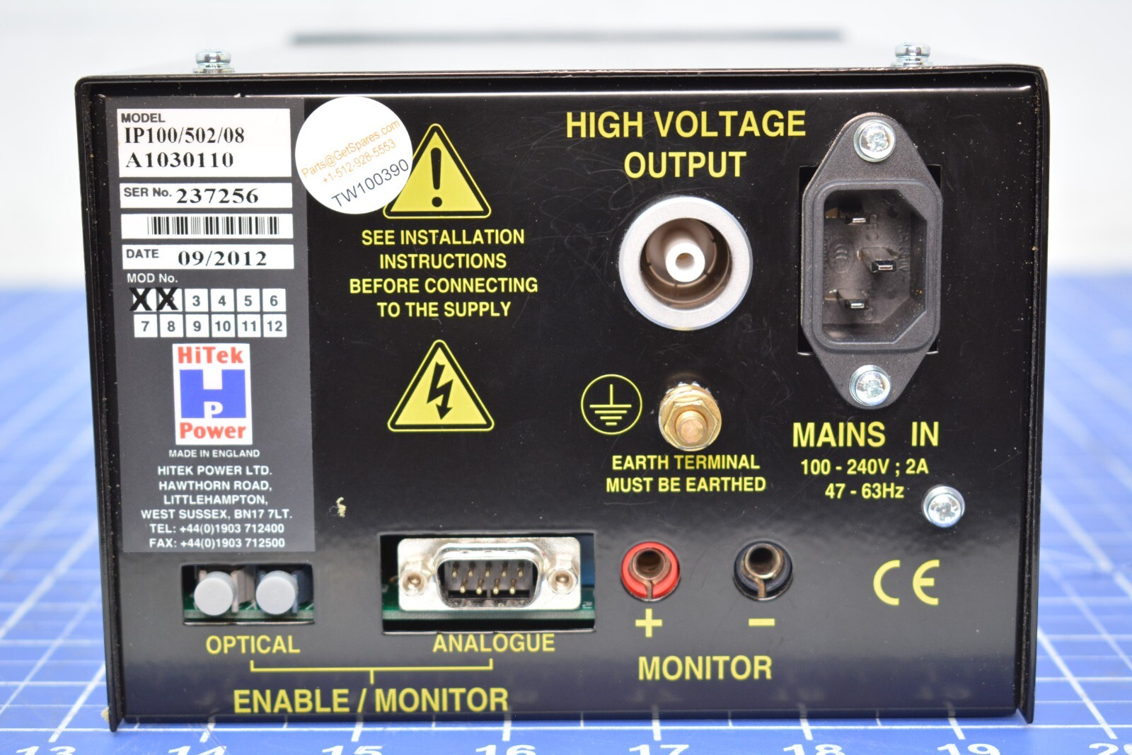 IP100-502-08 /A1030110 ION PUMP SUPPLY / HITEK POWER