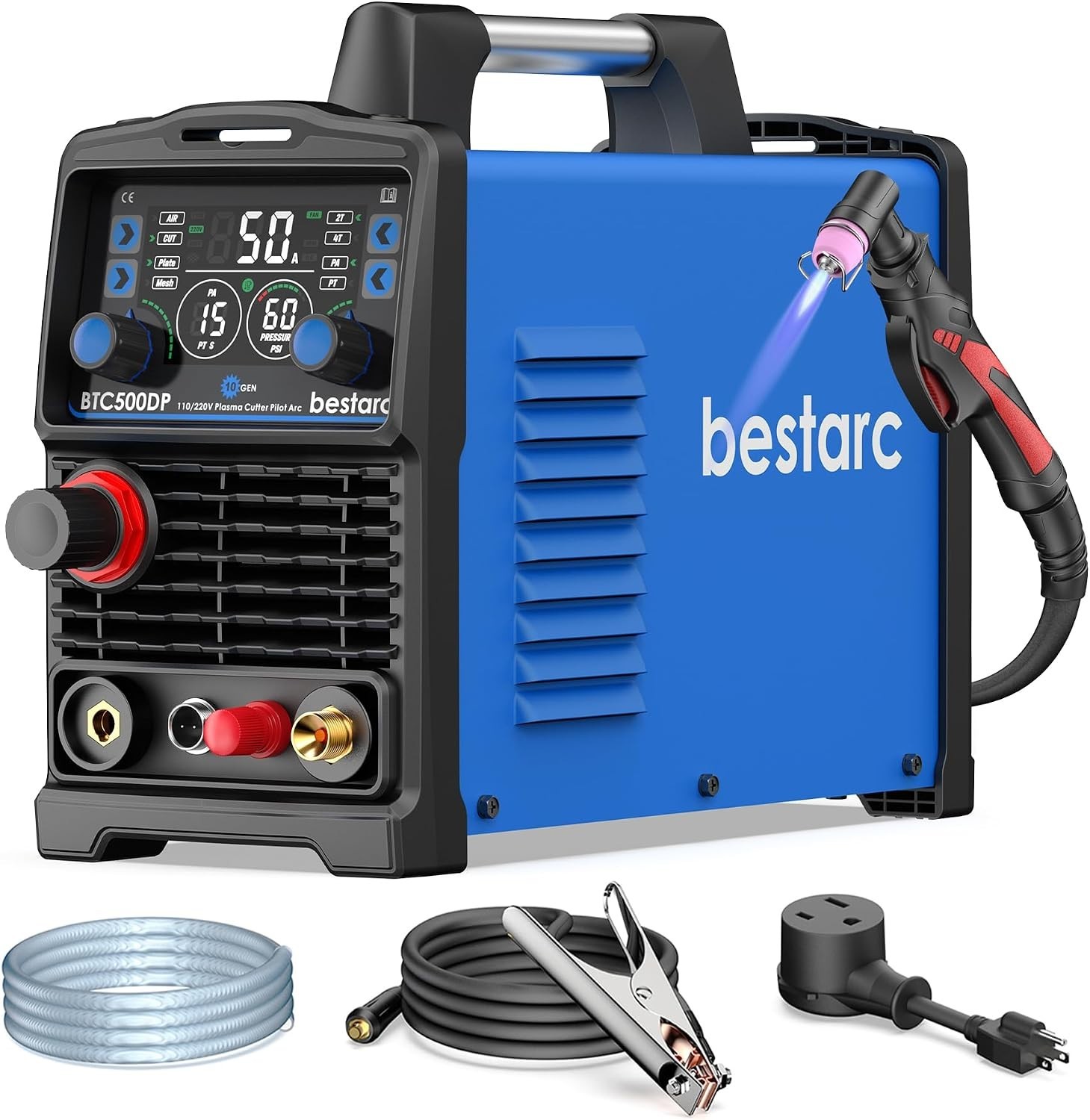 Bestarc Pilot Arc Plasma Cutter, [Large LED Display][Air Sensor] 50A Plasma Cutt