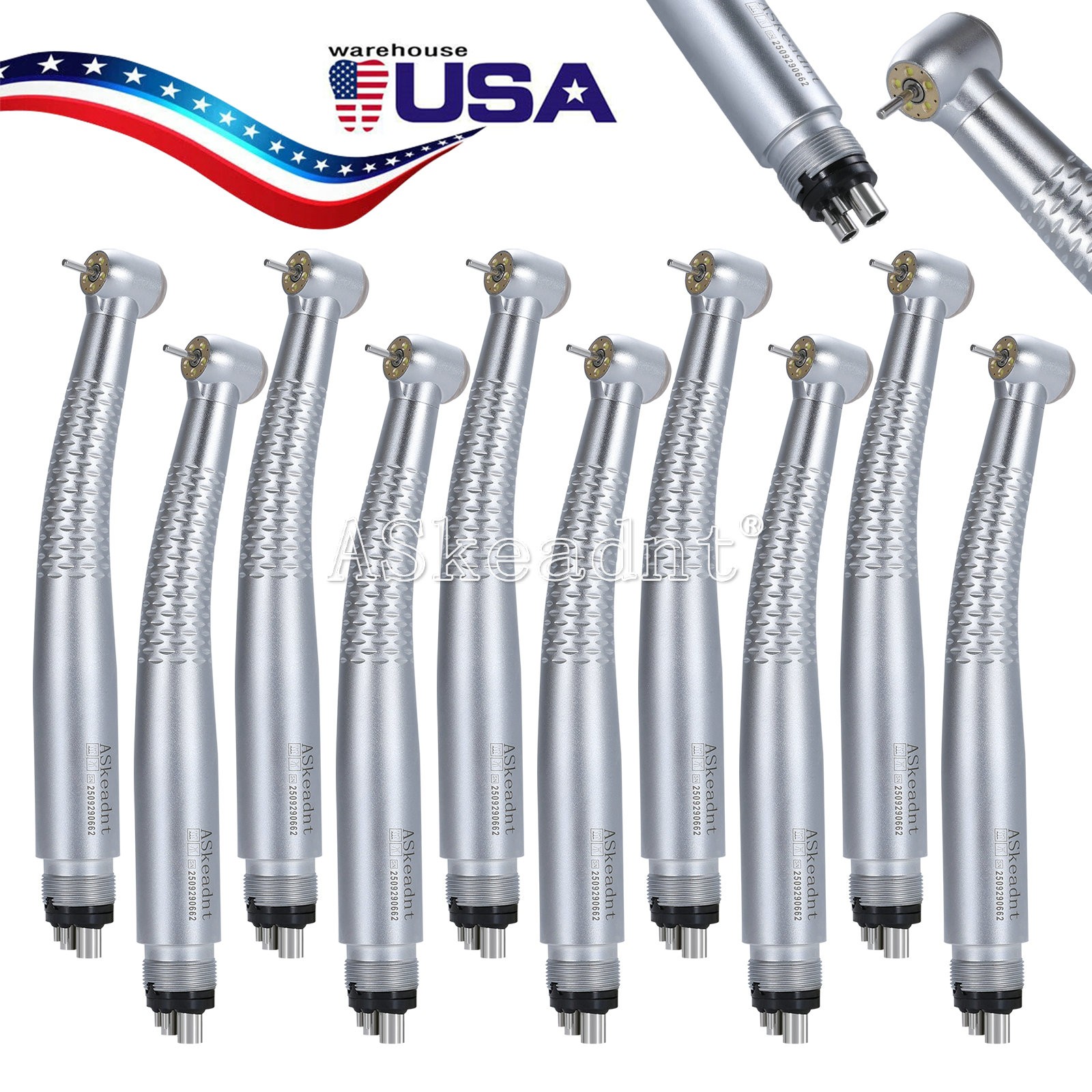 1-10*Dental 5 Led High Speed Handpiece Shadowless E-generator 5LED Hand piece 4H