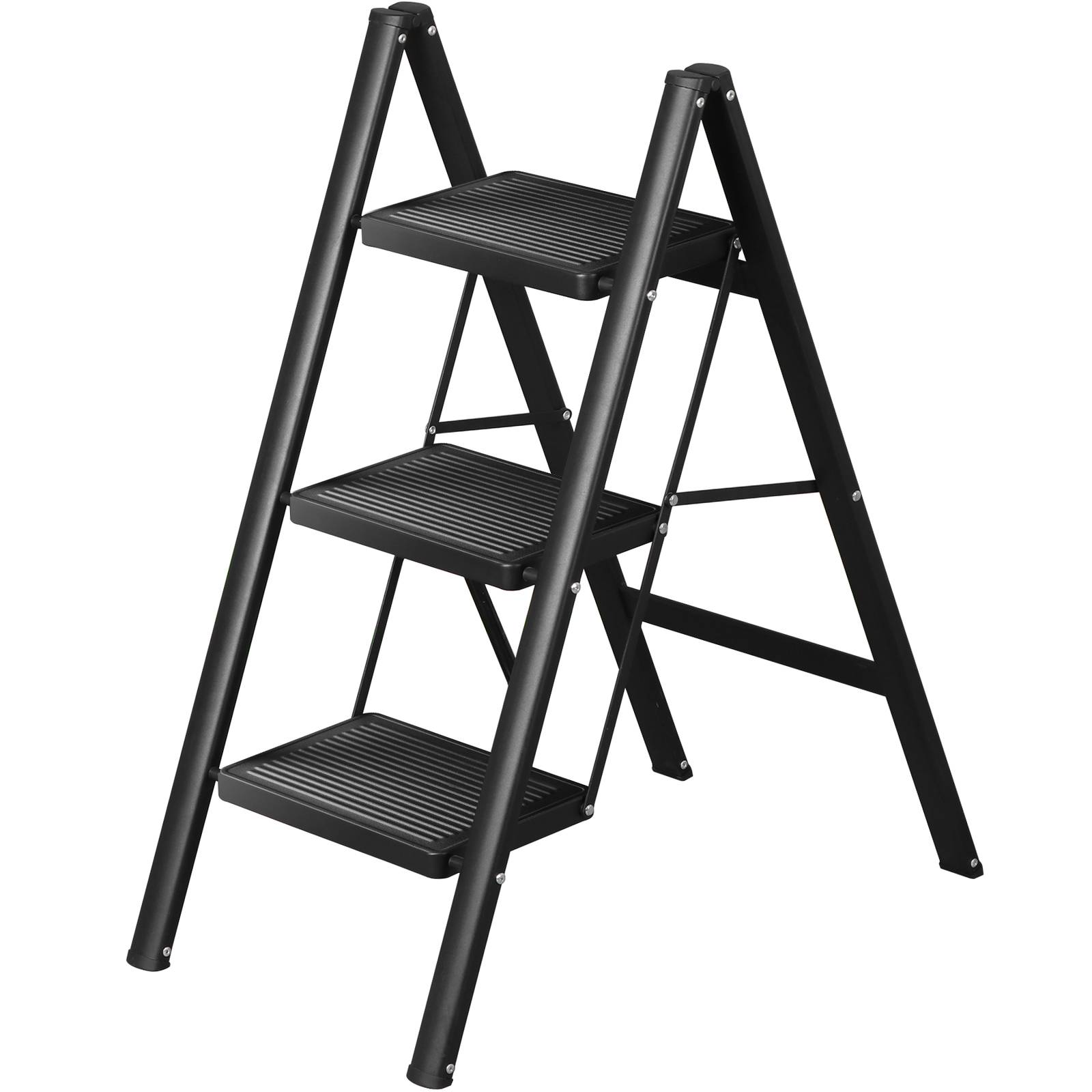 Step Ladder 3 Step Folding Step Stool 330 Lbs for Home Tall Kitchen/Closet Black