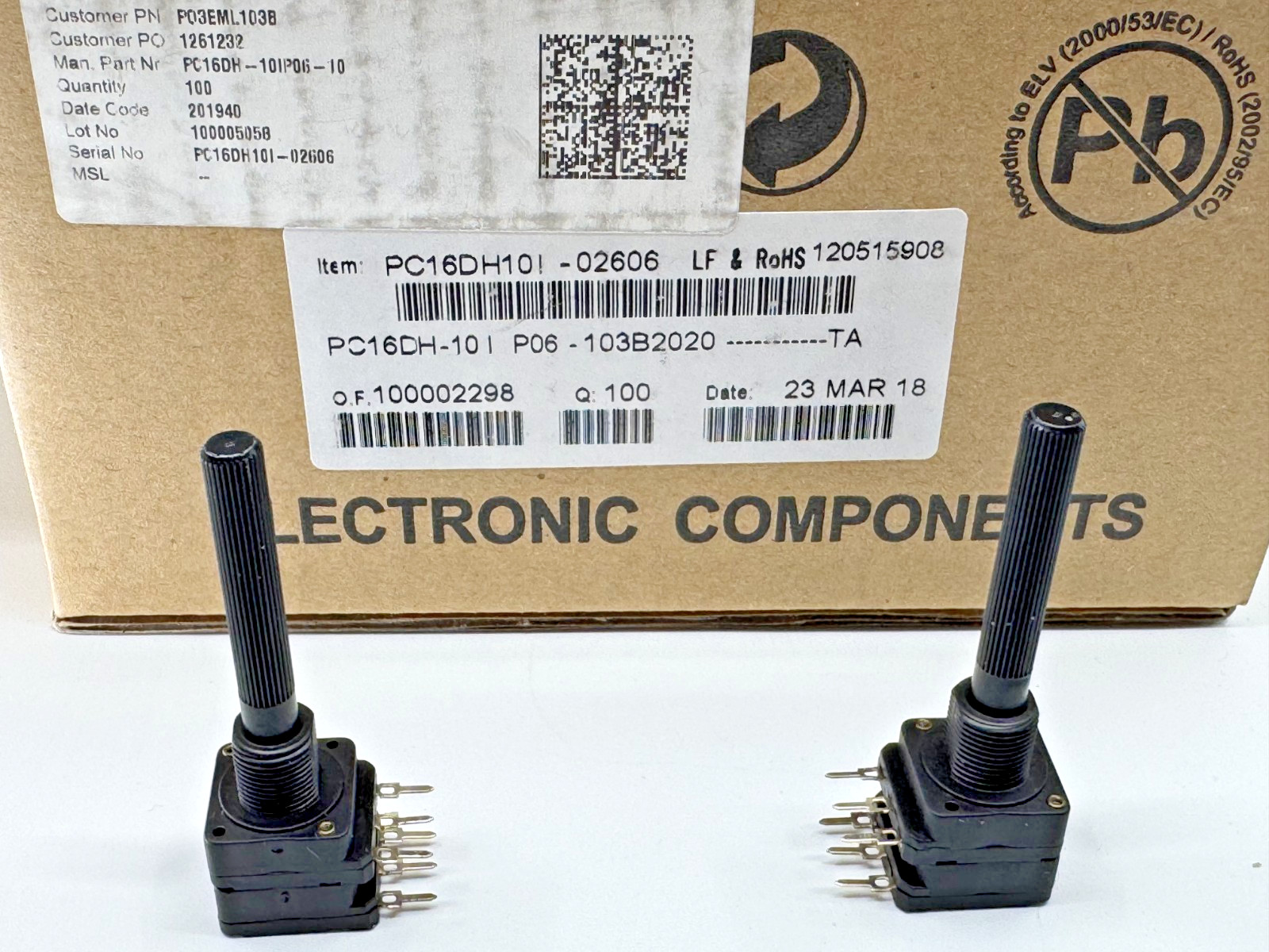 3 Pcs PC16DH-10IP06-103B2020 PIHER Potentiometer 10K 2 Gang 16mm 20% Logarithmic