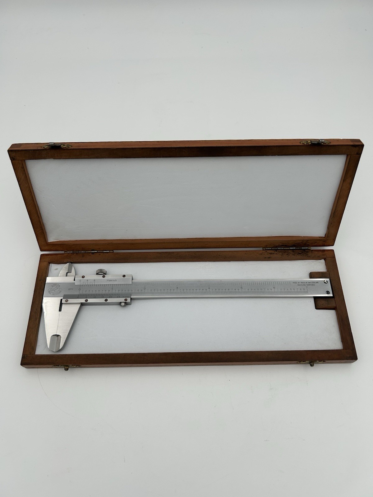 EATALON Rolle Switzerland High Quality 7” Caliper W/ Original Wooden Box