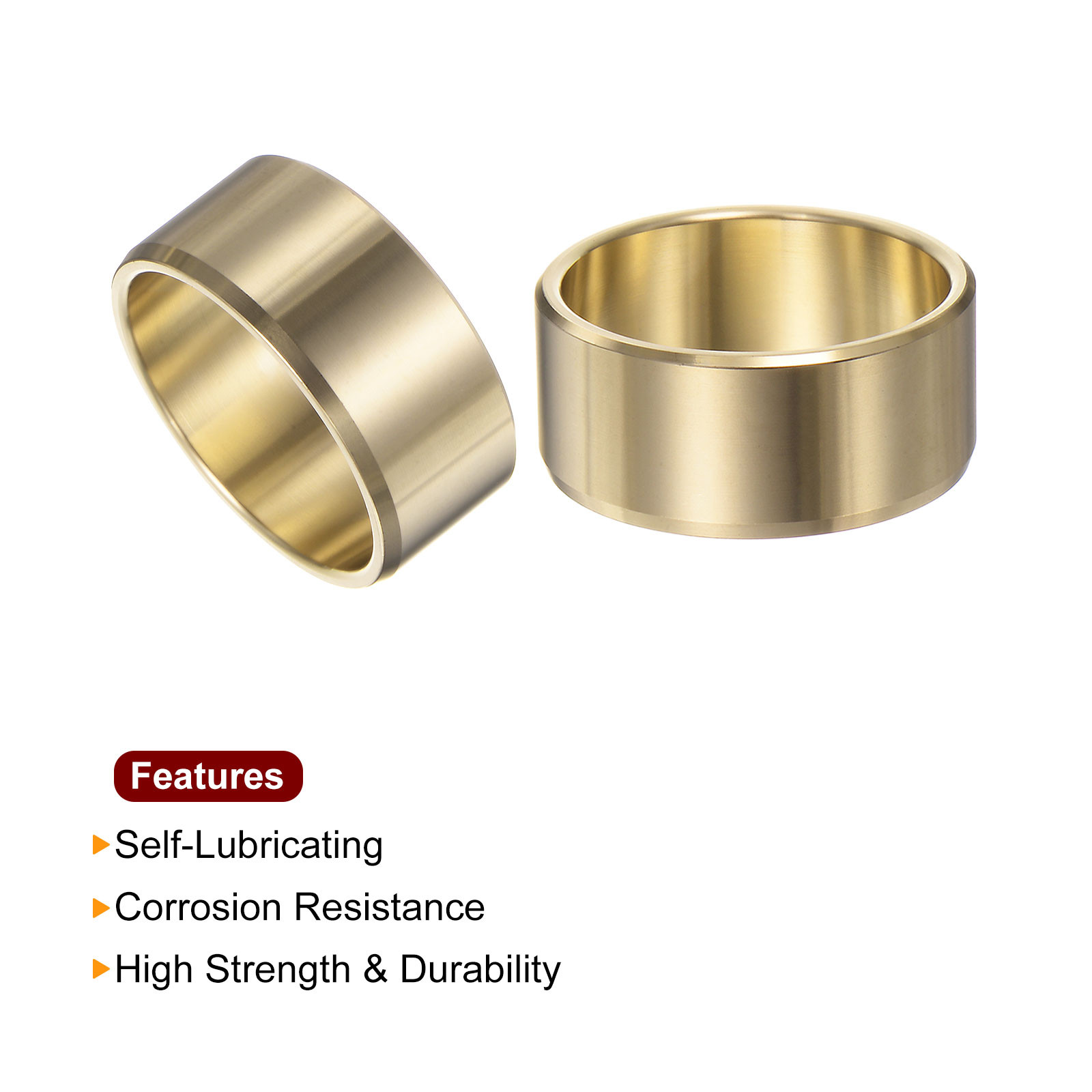 2pcs Sleeve Bearings 1-3/4″x2″x7/8″ Wrapped Oilless Bushings Brass Alloy
