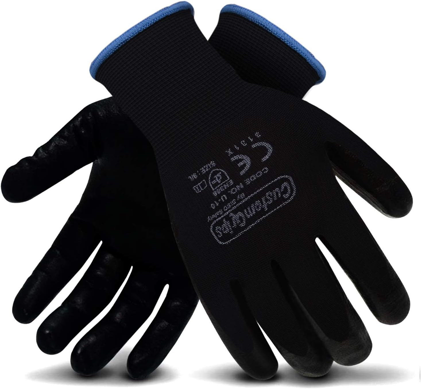 CustomGrips Cut Resistant Work Gloves, Black Nylon Liner, Ultra-Thin Breathable