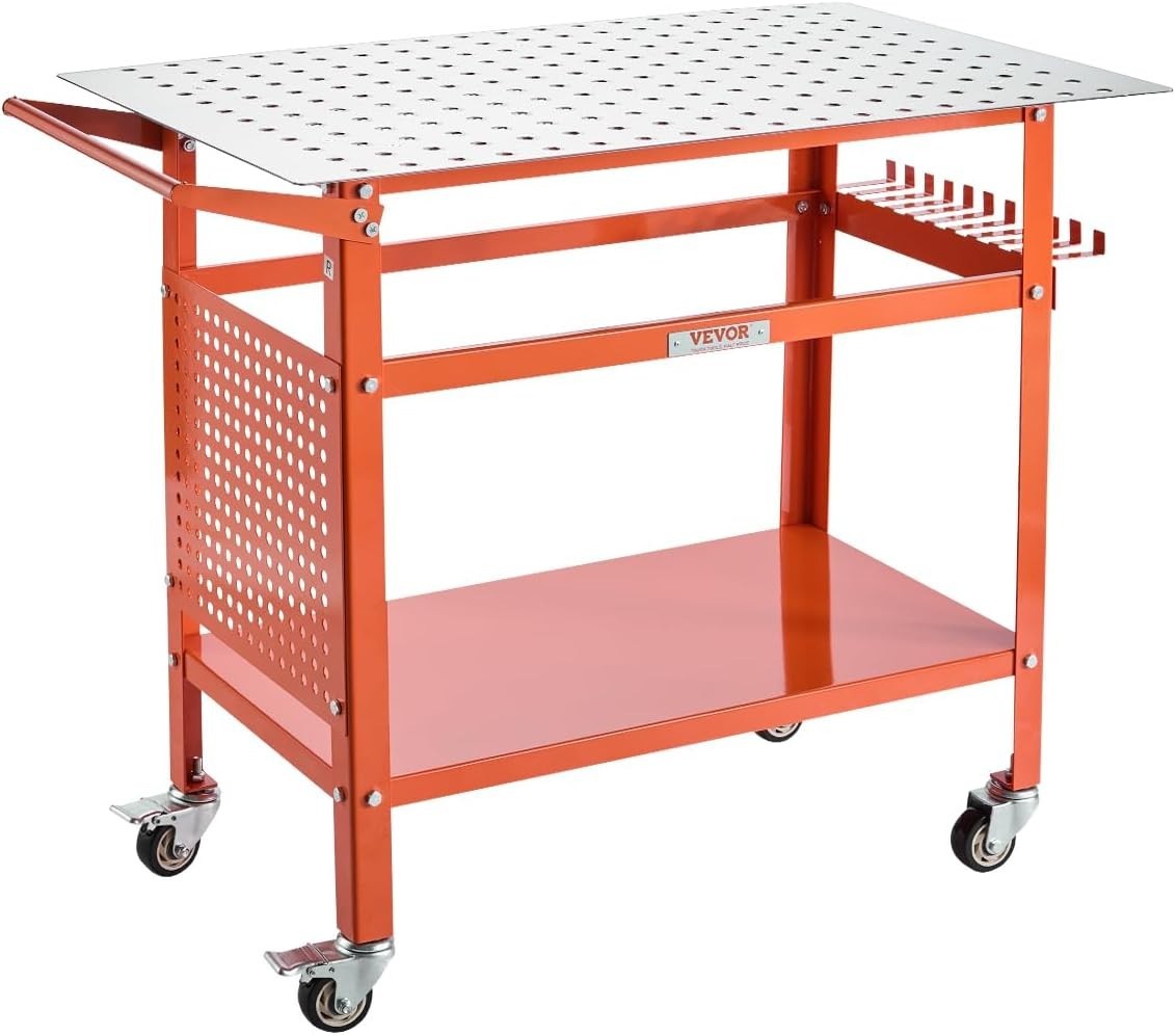 Versatile Welding Table – 40″ x 24″ with 800LBS Load Capacity & Double Storage
