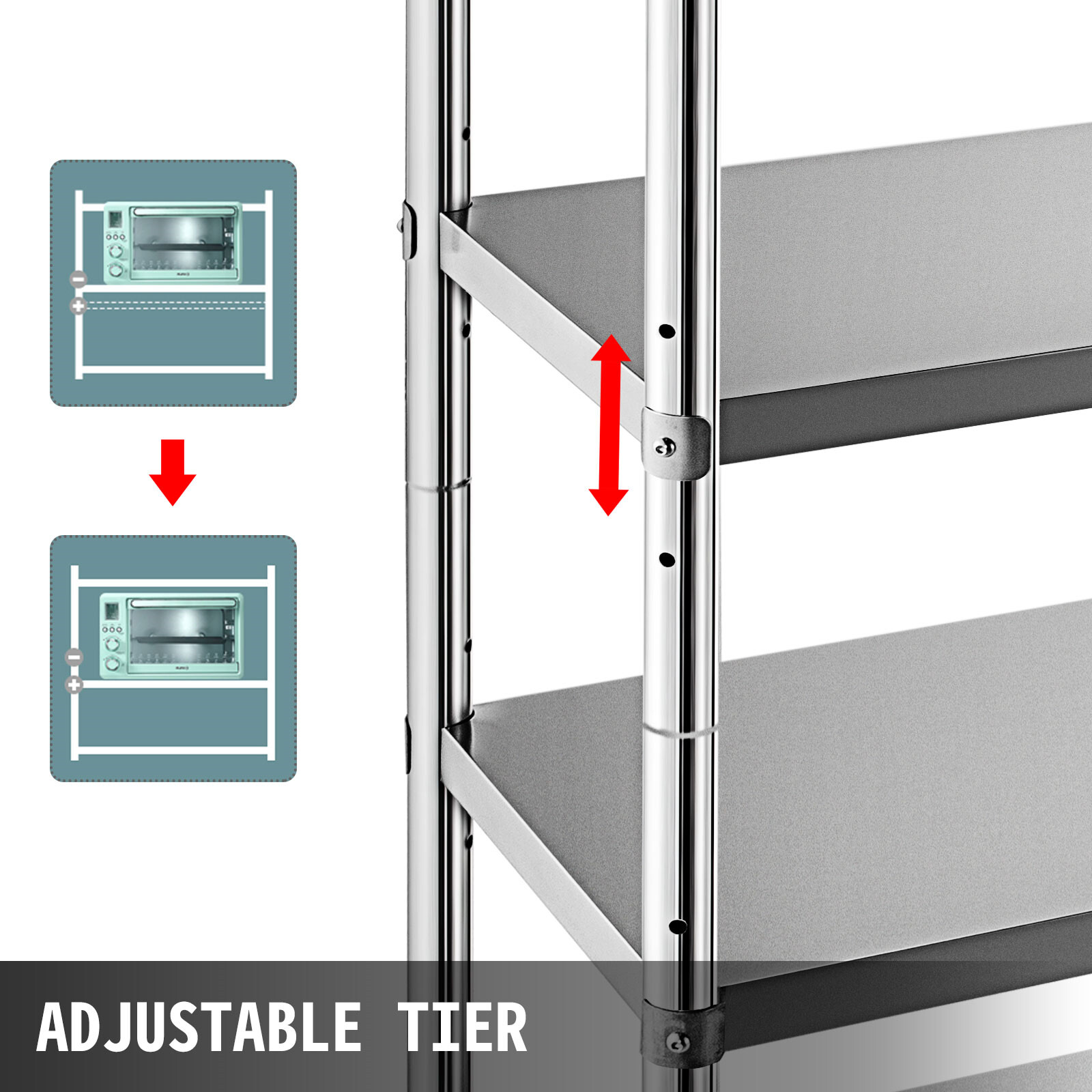 Kitchen Shelves Shelf Rack Stainless Steel Shelving and Organizer Units 4/5 Tier