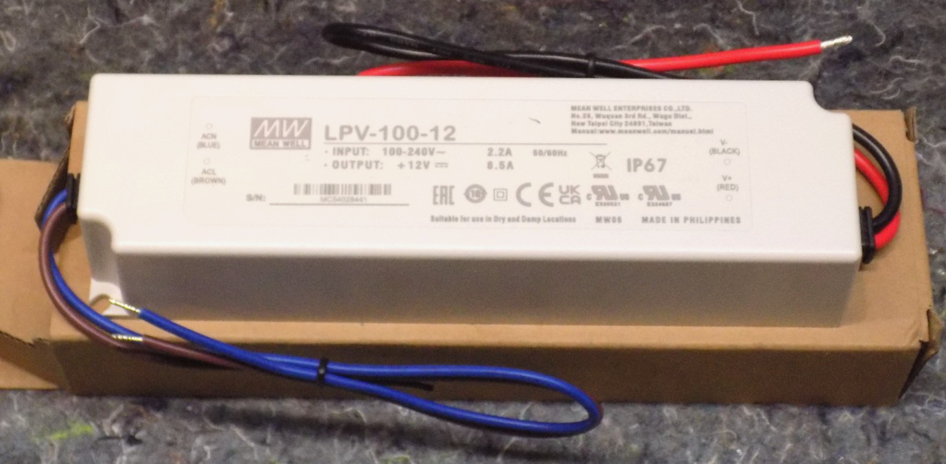 New in box! Mean Well LPV-100-12 LED Driver Power Supply 100W 24V IP67 wet-rated