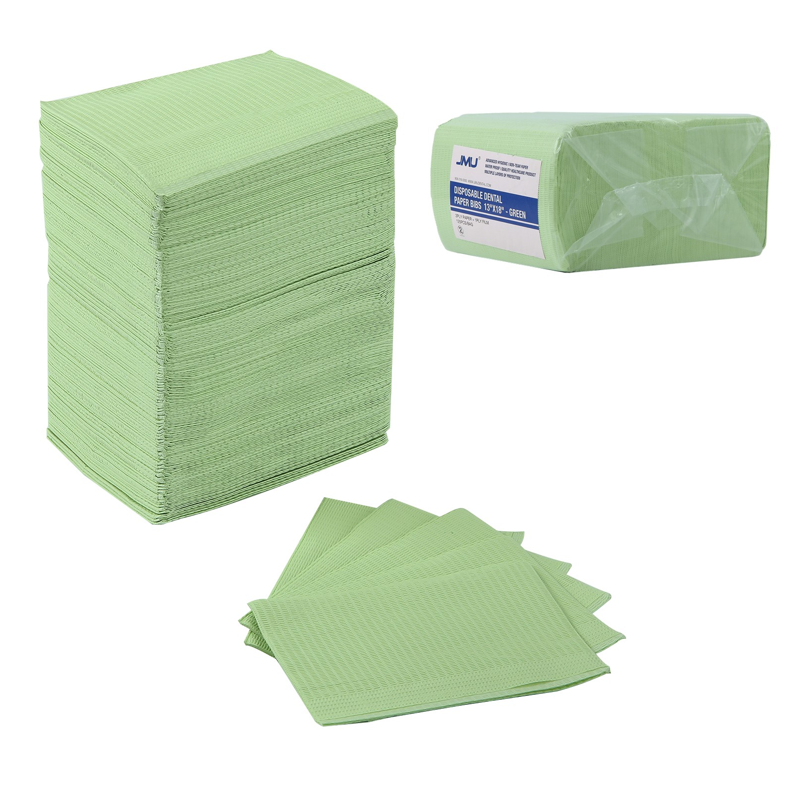 2000 Disposable Dental Bibs 3-Ply Waterproof Medical Tattoo Towel 13″x18″ GREEN