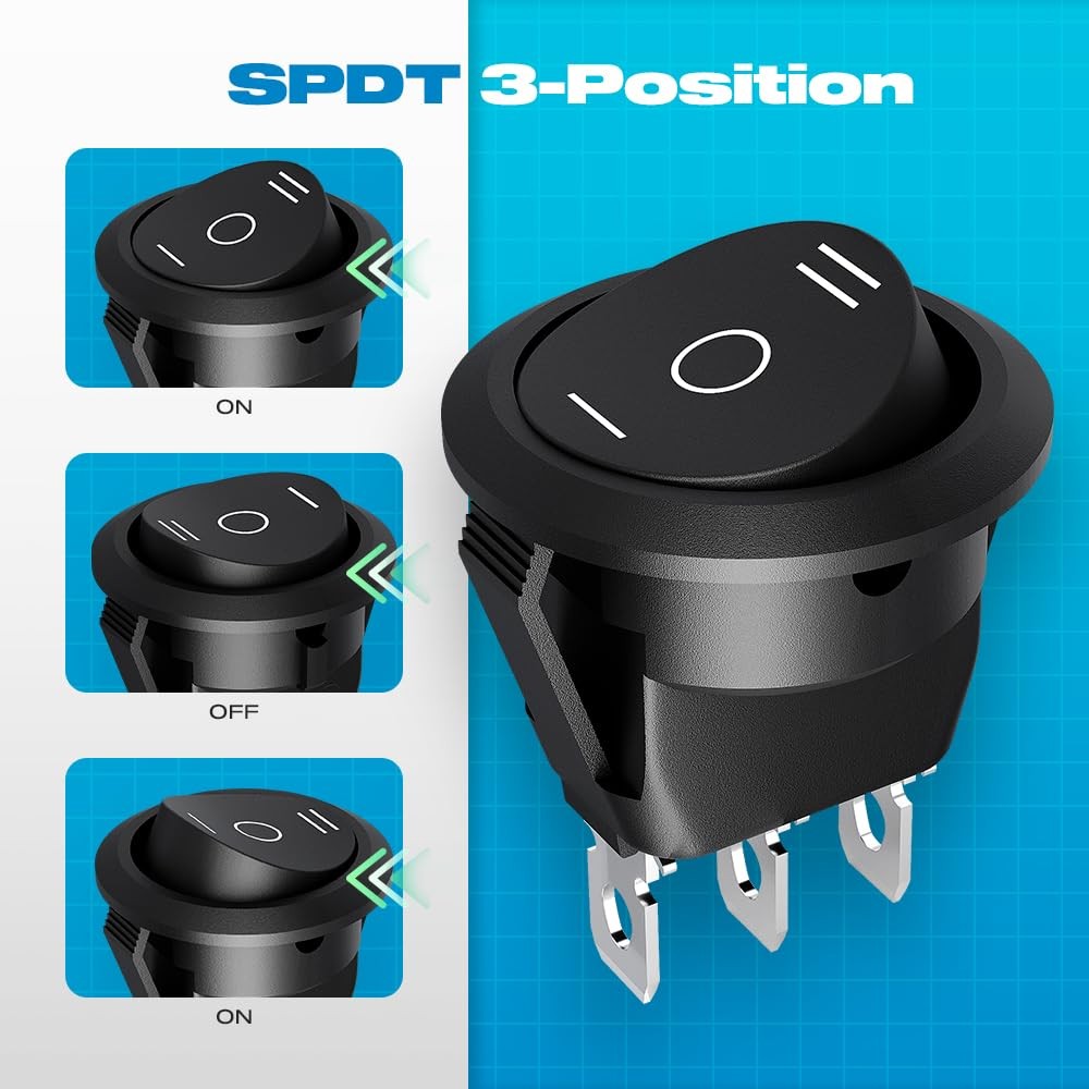 Waterproof three way rocker switch automotive marine