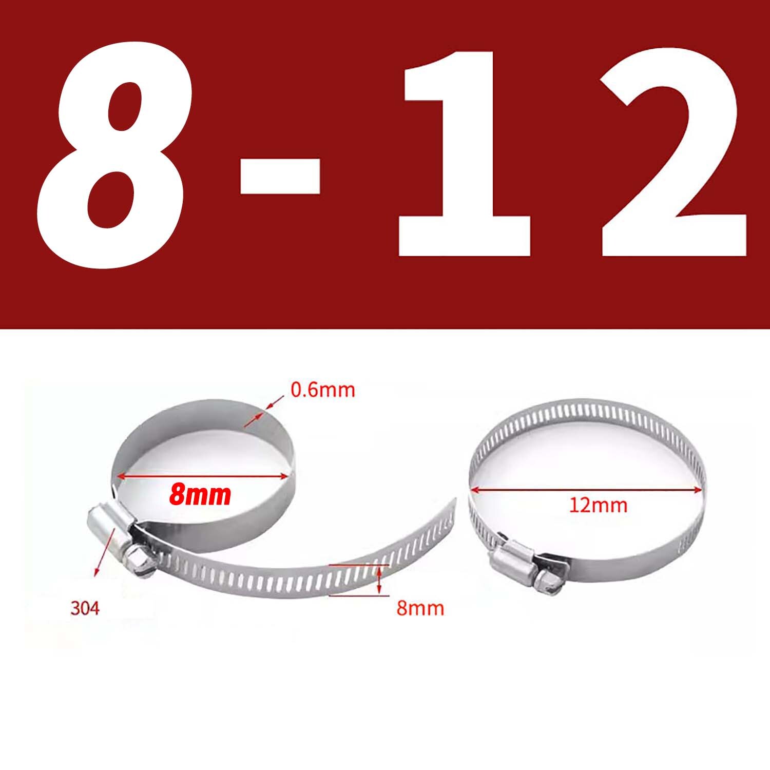 8-500 mm Adjustable Stainless Steel Drive Hose Clamps Worm Clips 3/8″-19.68″