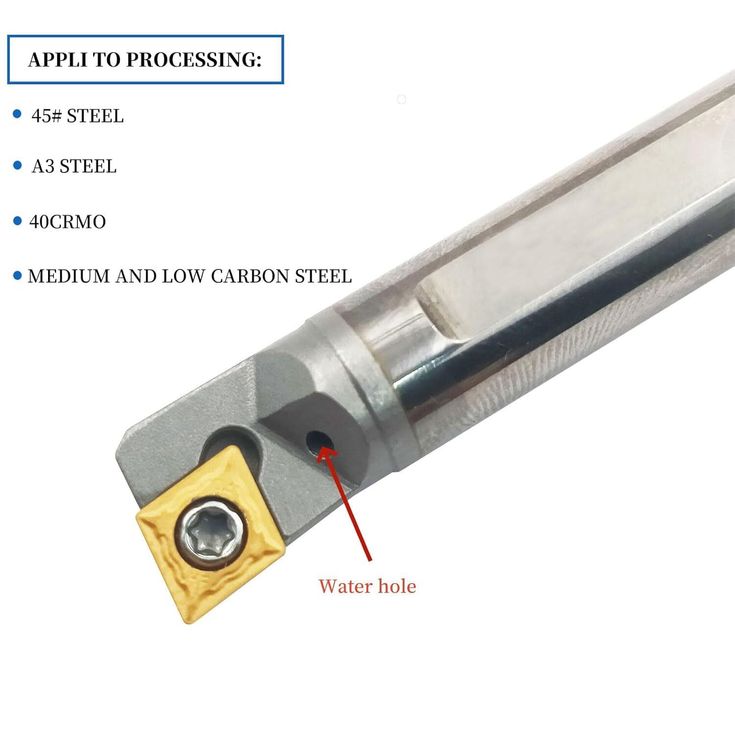 10mm * 5.9″ internal cooling Carbide Holder+1BOX CCMT060204-HM Carbide Insert