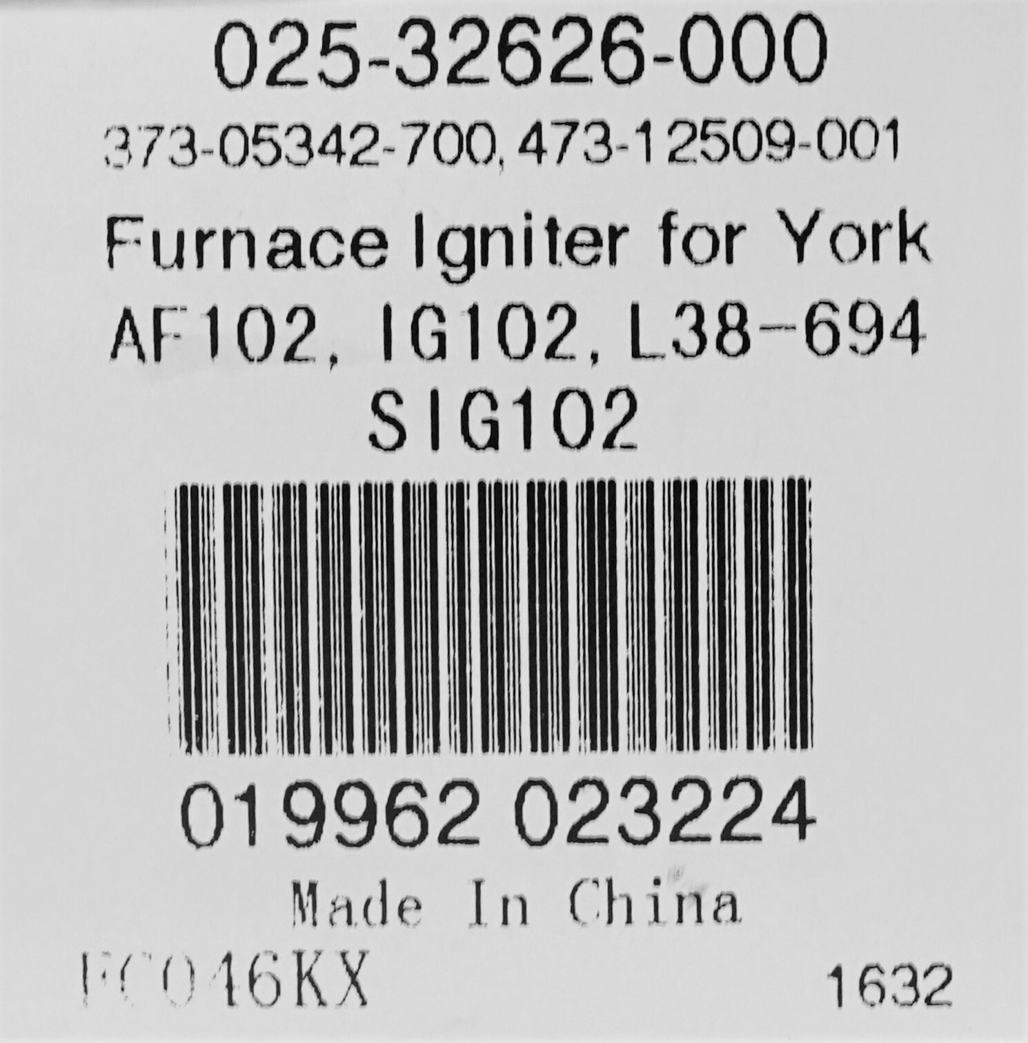 Furnace Ignitor Replacement for 025-32626-000 York Luxaire Coleman