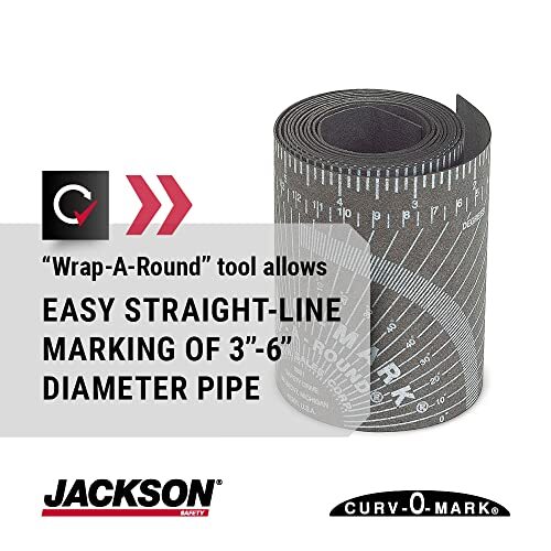 Jackson Safety 14752 Pipe Measure Tool Wrap Around Tape, Flex, Medium, Black