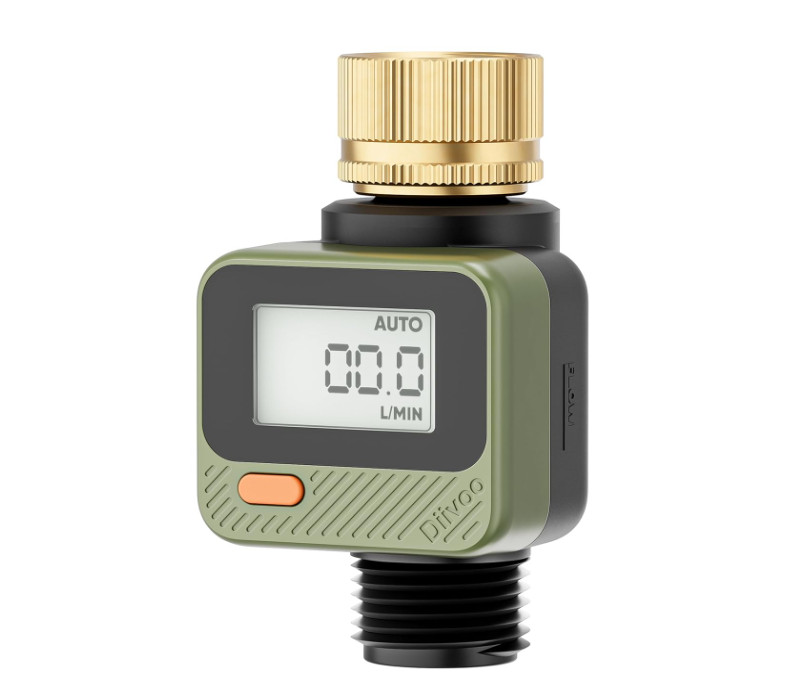 Medidor de Flujo Agua IP54 con Pantalla 180° para Jardín y RV. Nuevo