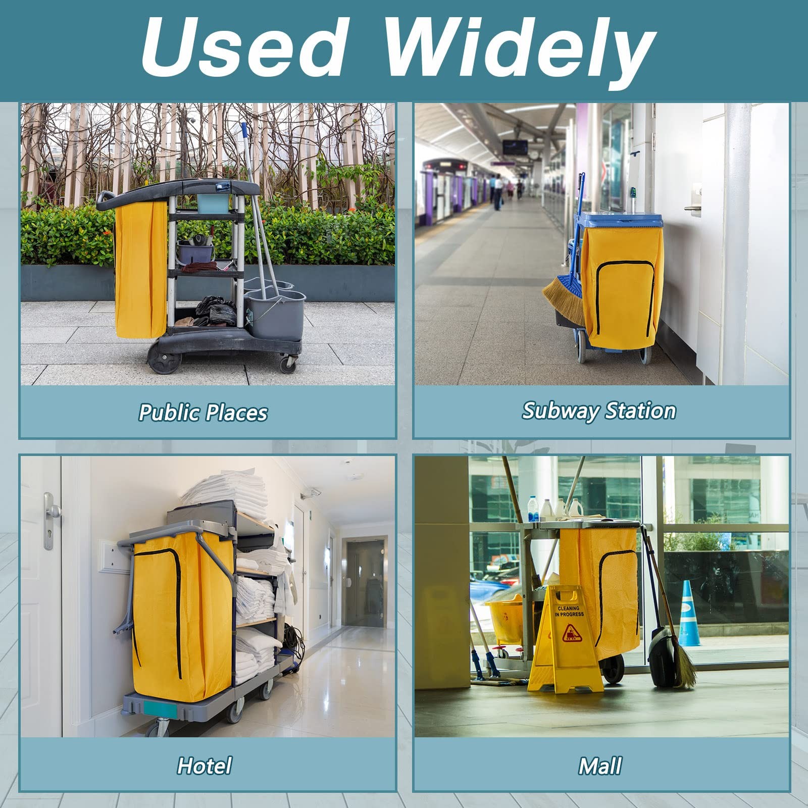 1 Pack Cleaning Cart Bag Zippered Front Replacement Janitorial Cart Thick Bag…