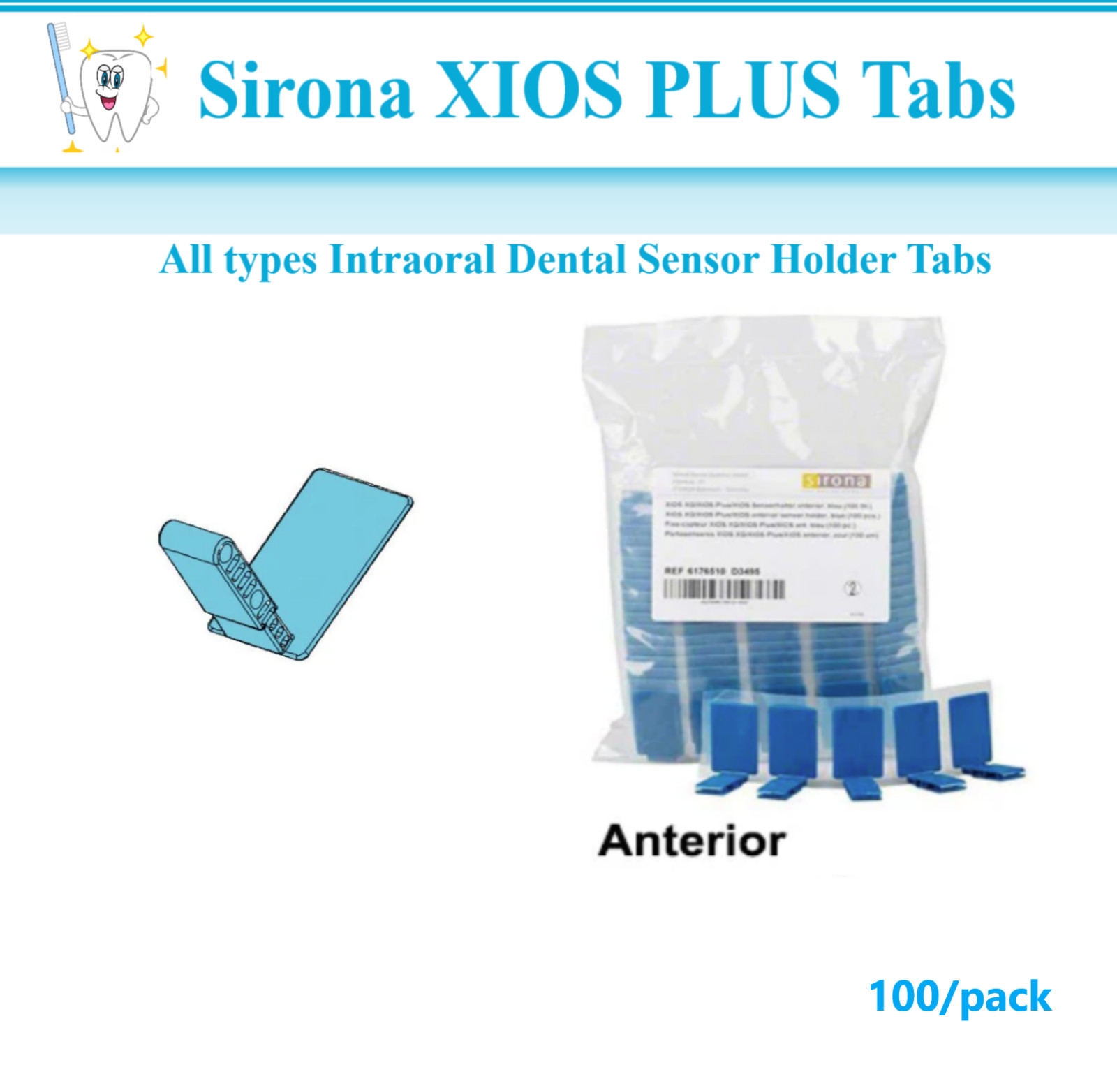 XIOS Plus X-Ray Disposable Digital Sensor Holder fits XCP ring arm 100 pcs