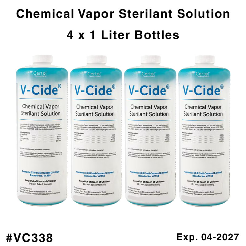 4 x Bottles, Vapor Sterilant Solution V-Cide (1-Liter) #VC338 Exp. 04-2027