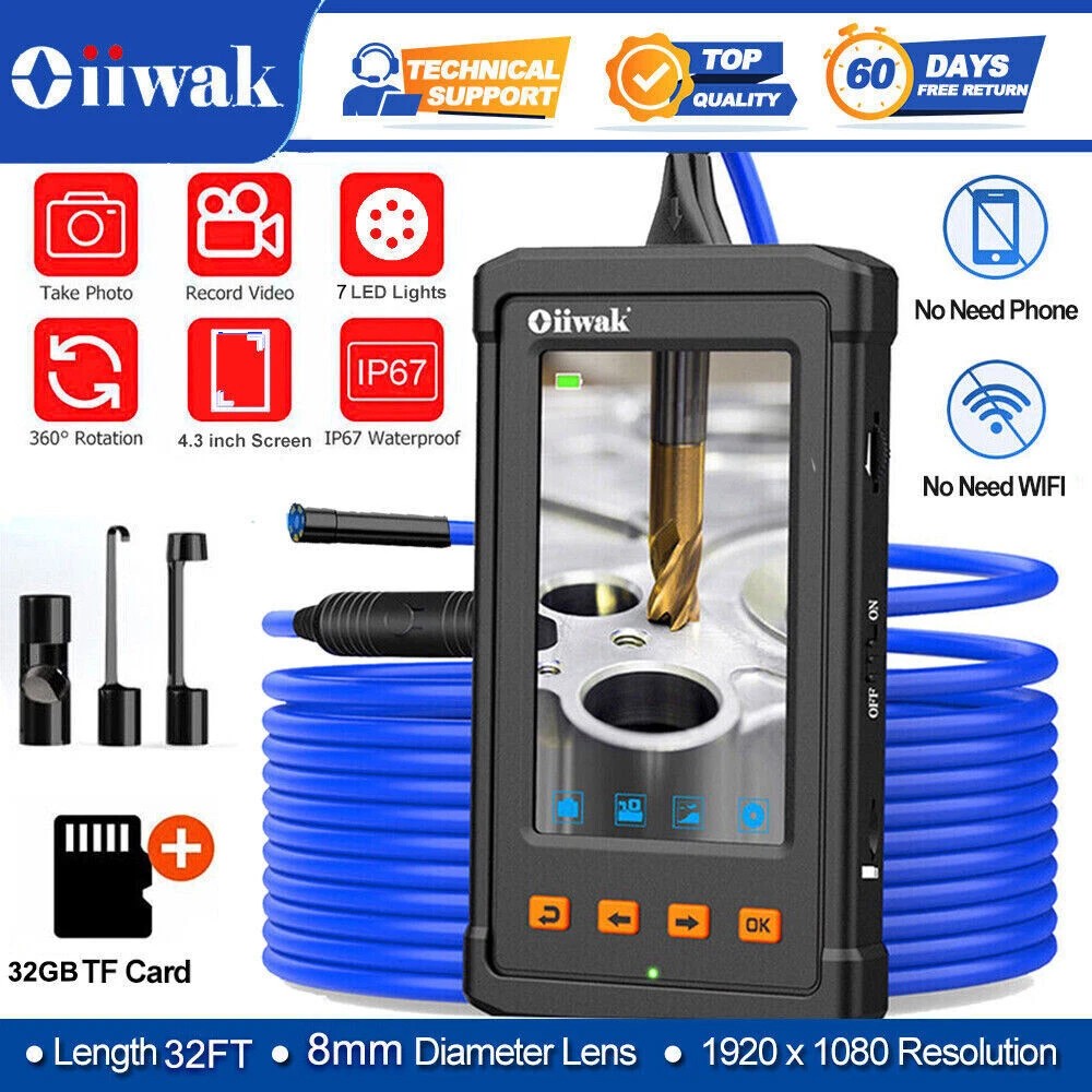 Industrial Endoscope Borescope LCD 4.3in Inspection Snake 1080P HD Video Camera