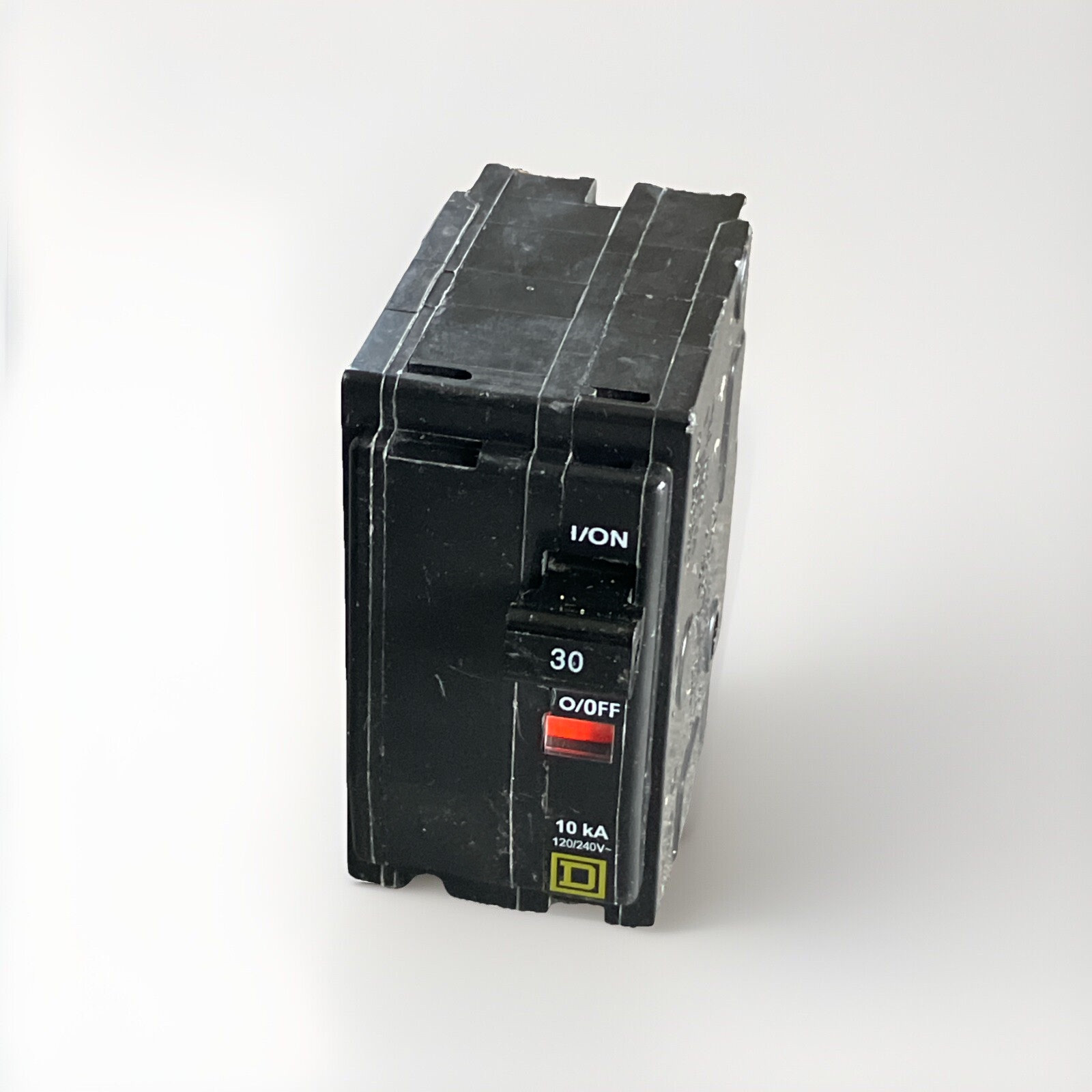 Square D QO230 2-Pole 30 Amp 120/240V Plug-In Breaker Yellow D Trip Window USED