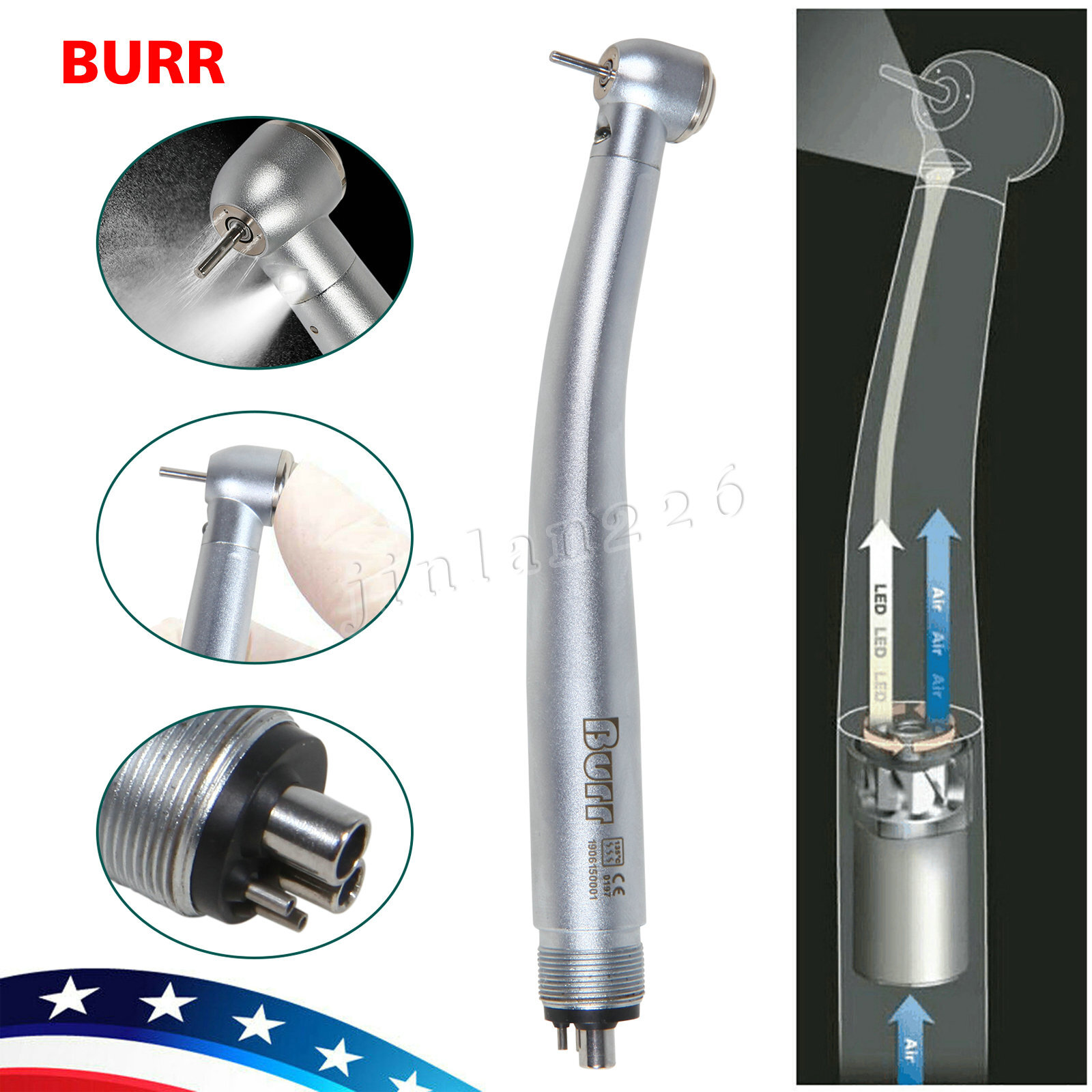 KaVo Style Dental LED E-generator Fiber Optic High Speed Handpiece 4Holes